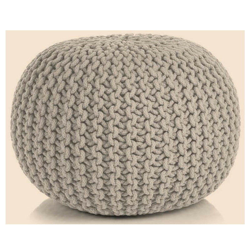 Braided Ottoman Pouffe Footstool Hand Knitted (Beige) - TRENDZ