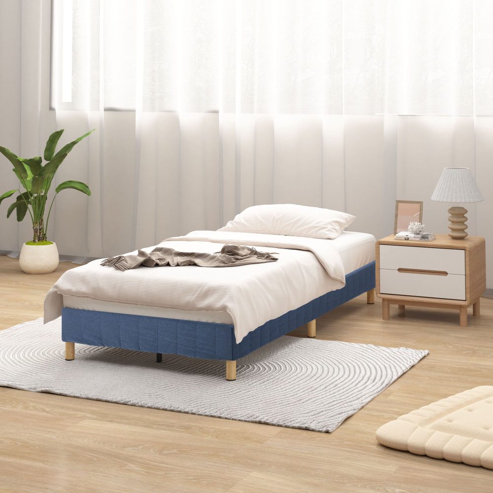 Metal Bed Frame Mattress Foundation Blue – Single - TRENDZ