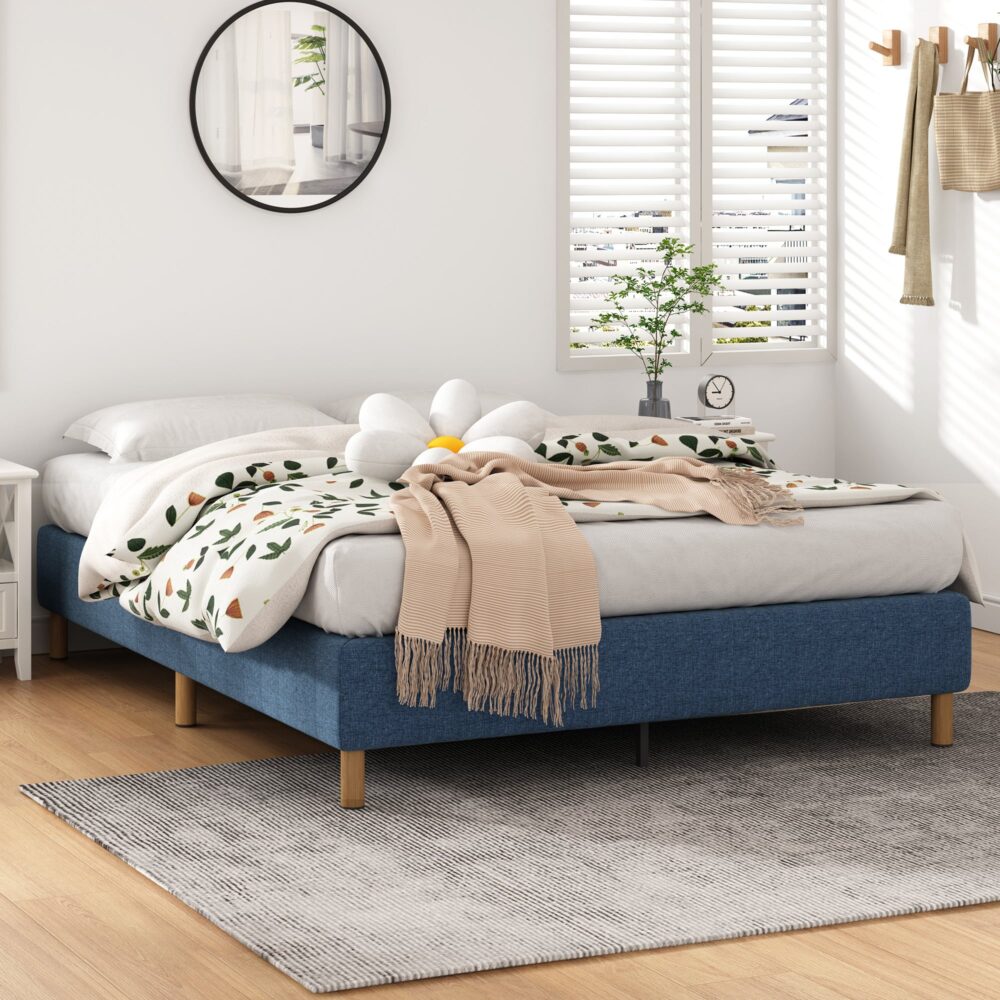 Metal Bed Frame Mattress Foundation Blue – Single - TRENDZ