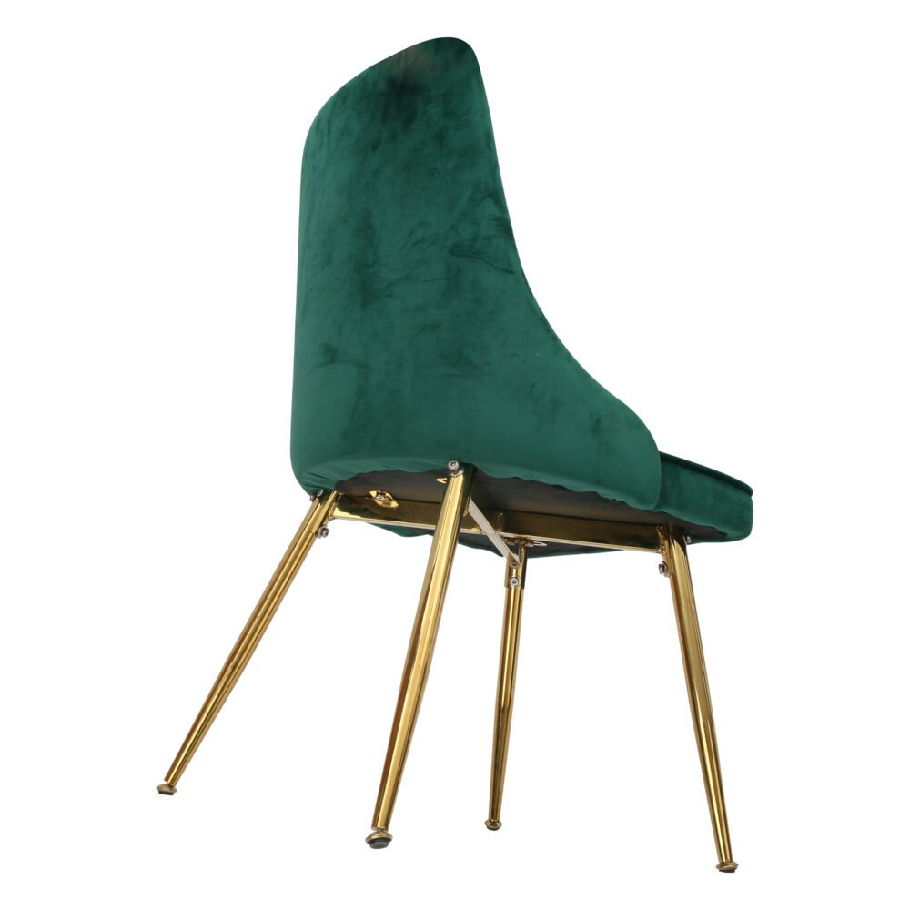 Viva Forever Set of 2 Green Velvet Dining Chairs-Art Deco Design with Gold Metal Legs - TRENDZ