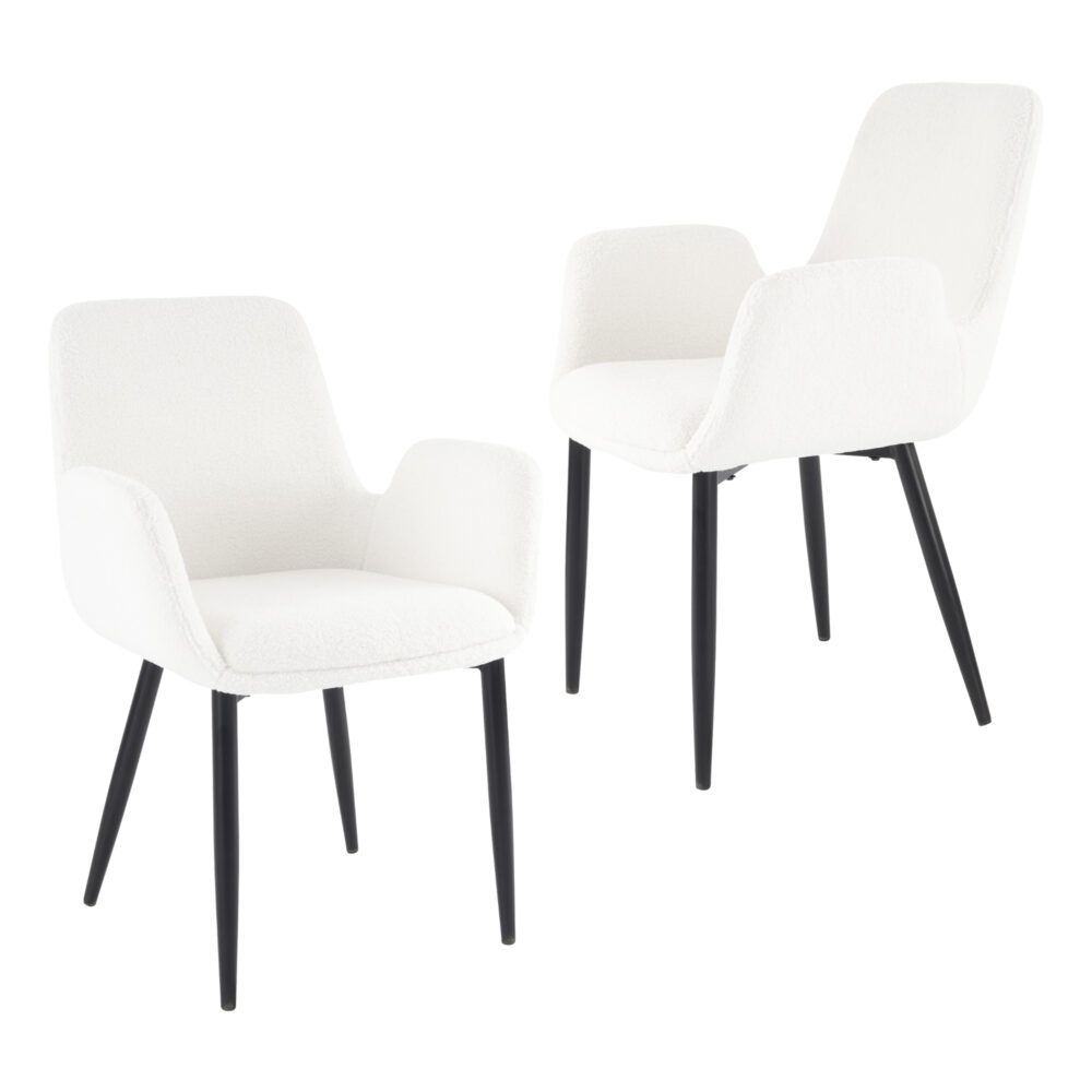 Boucle – teddy Sherpa Fabric Bliss Armrest Dining Chair Ensemble - TRENDZ