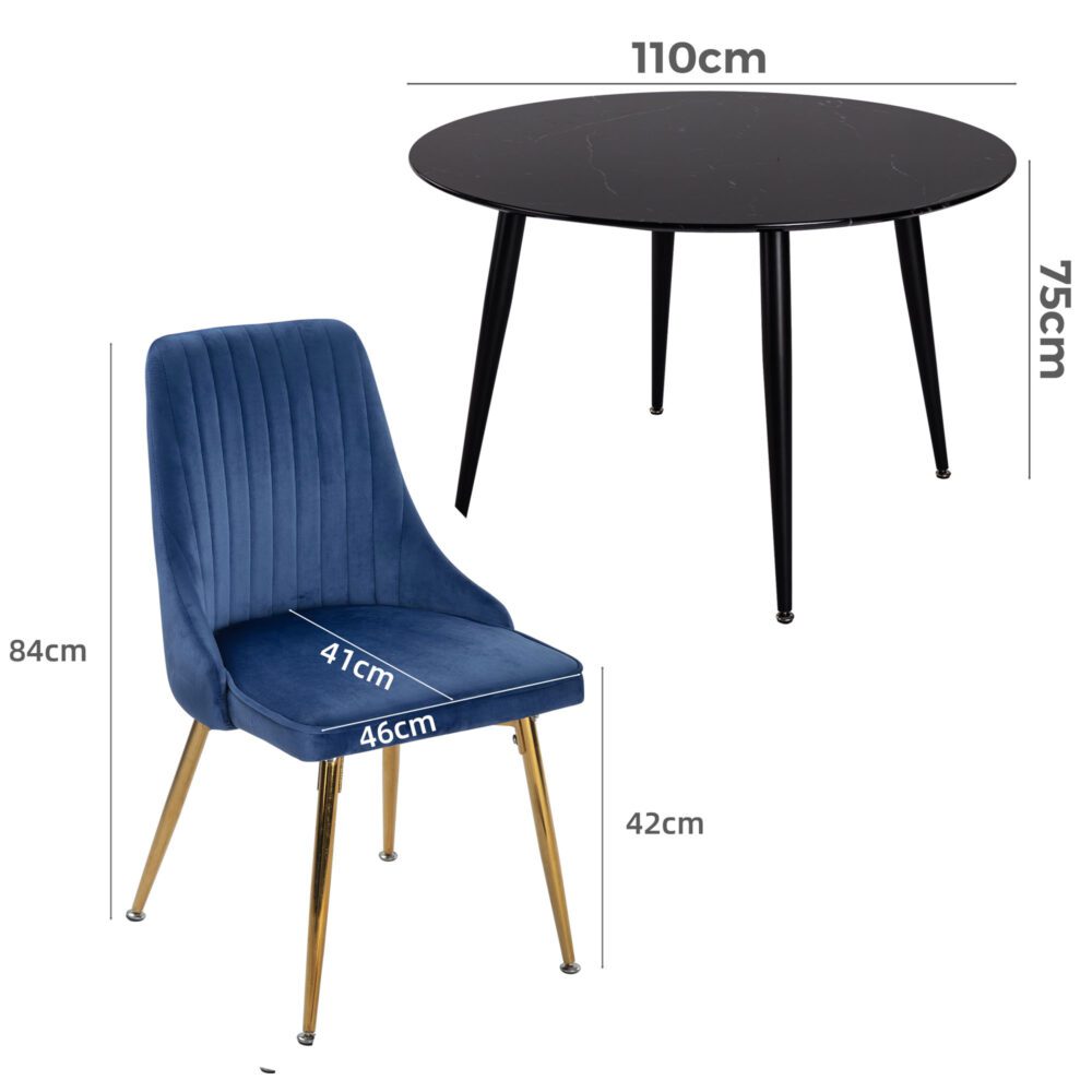 Blue Velvet Bistro Dining Set - TRENDZ