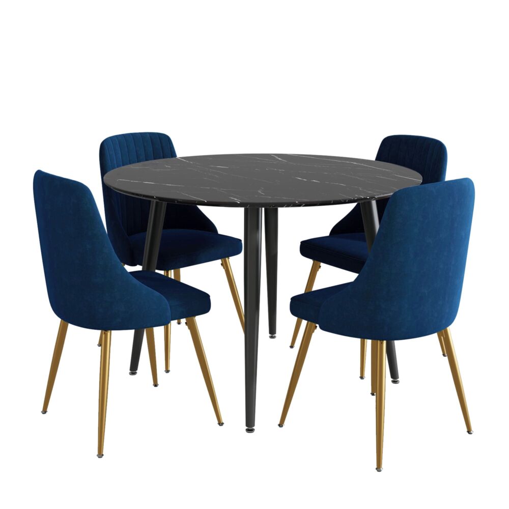 Blue Velvet Bistro Dining Set - TRENDZ
