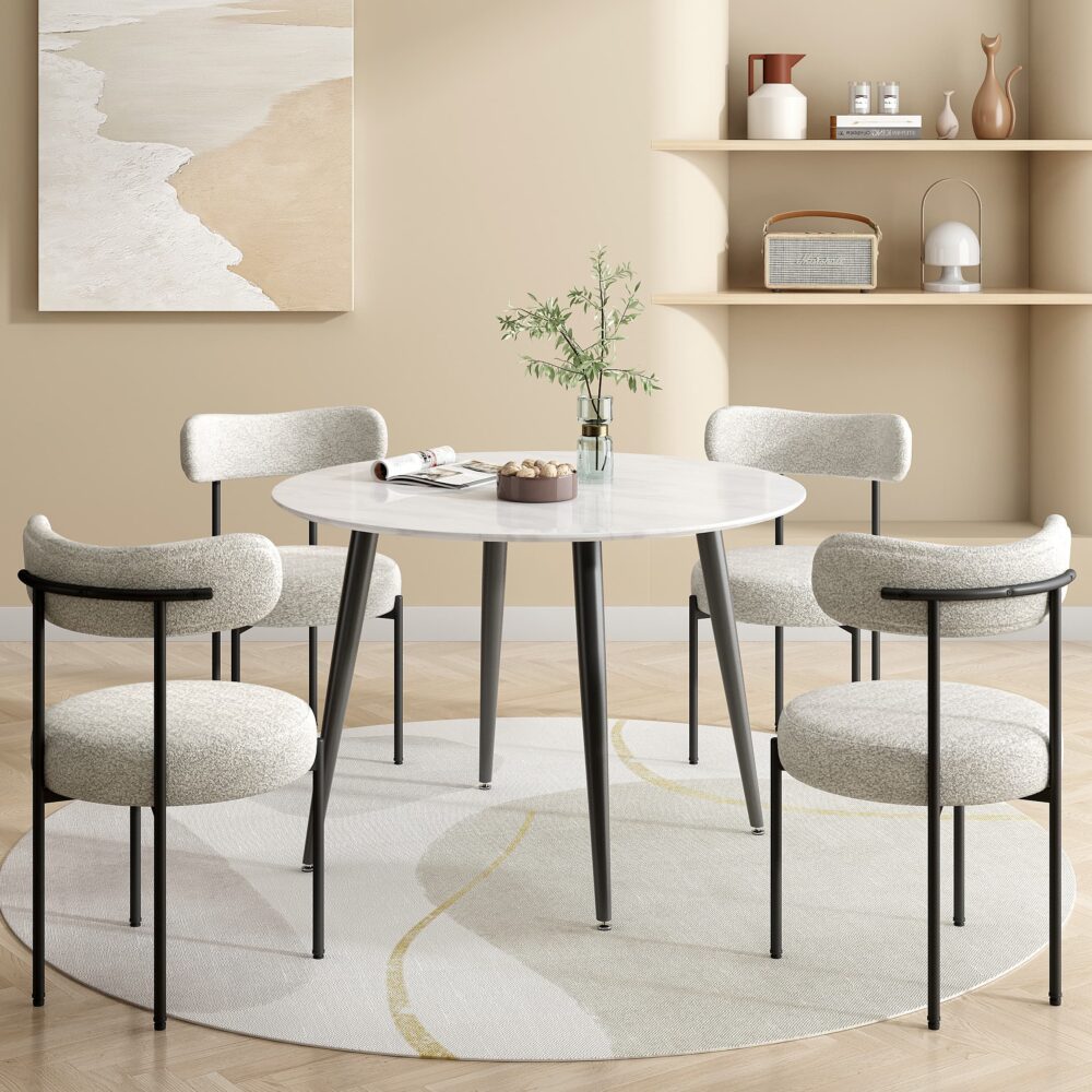 Round MDF Marbling Dining Table - TRENDZ