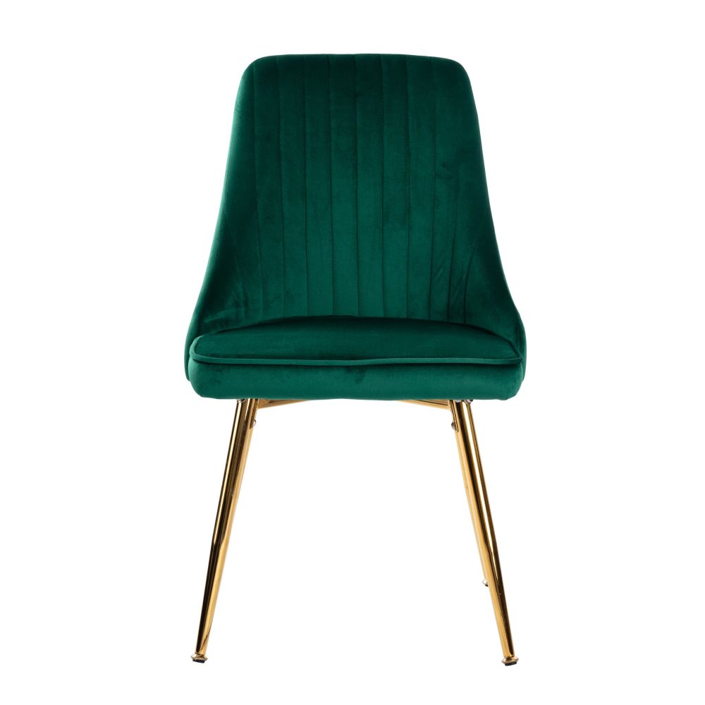 Natural Rectangular Dining Table with 4x Green Velvet Chairs - TRENDZ