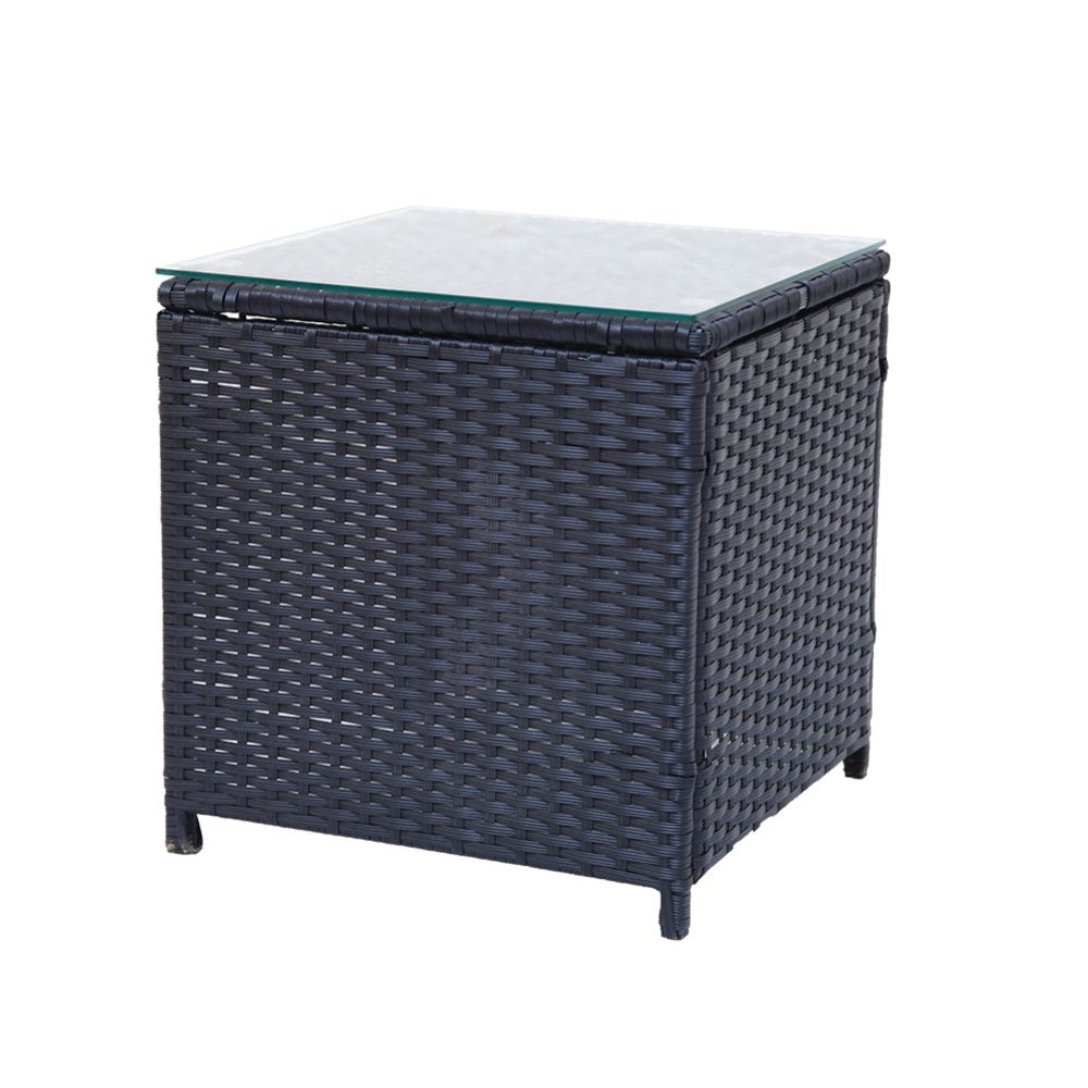 3PC Outdoor Table and Chairs Set-Black - TRENDZ