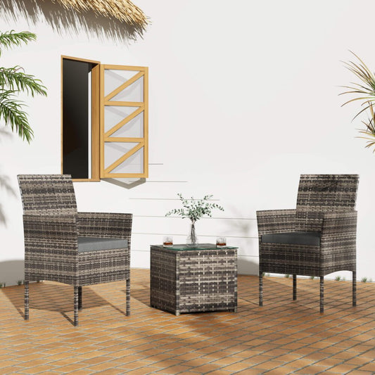 2 Seater PE Rattan Outdoor Furniture Chat Set- Mixed Grey - TRENDZ