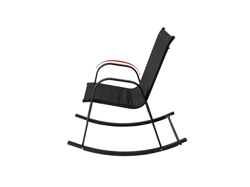 Rocking Chair High Back Rocker Chairs Steel Metal Textilene Fabric-Black - TRENDZ