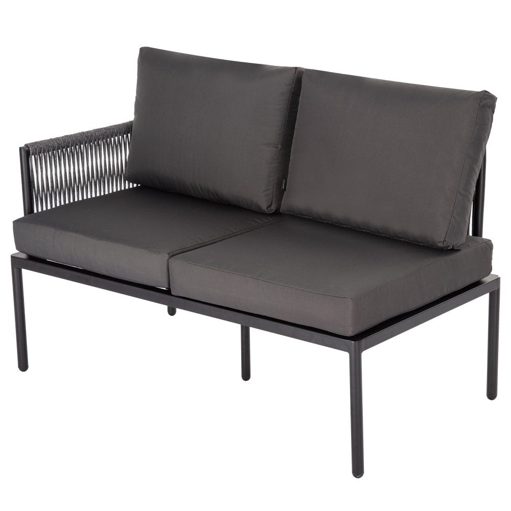 Eden 4-Seater Outdoor Lounge Set with Coffee Table in Black-Stylish Textile and Rope Design - TRENDZ