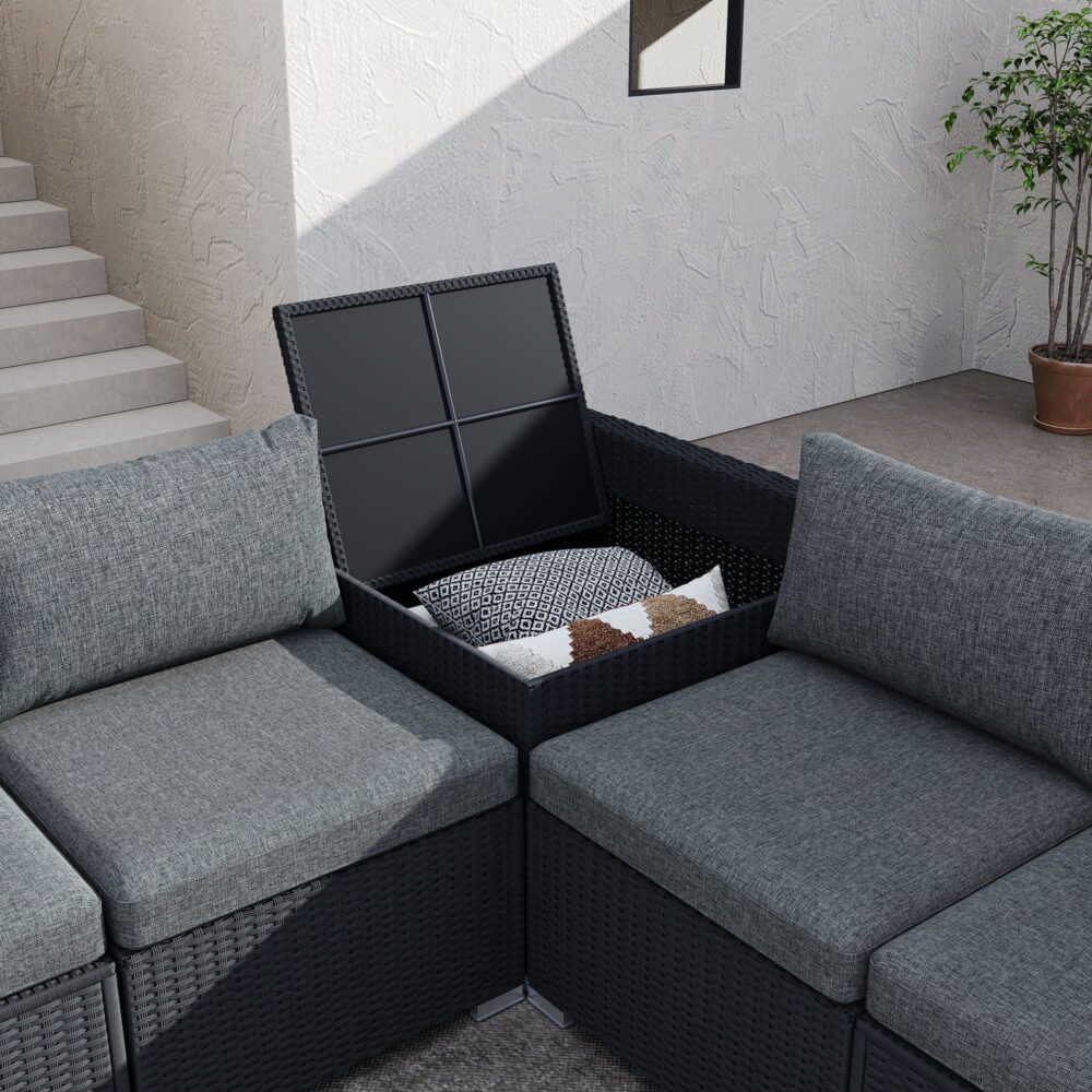 Modular Outdoor Lounge Set-9pcs Sofa, Armchairs and Coffee Table - TRENDZ