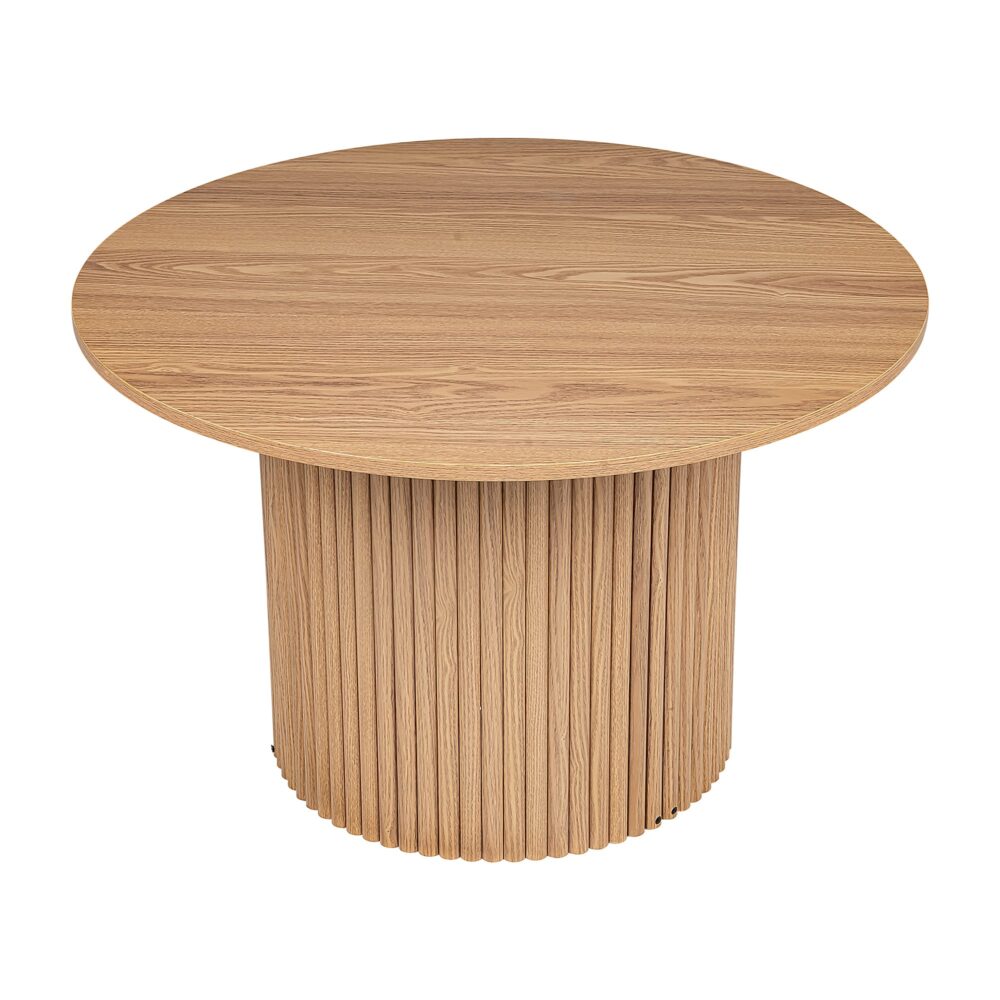 Luxe Ribbed Round Coffee Table Wooden - TRENDZ