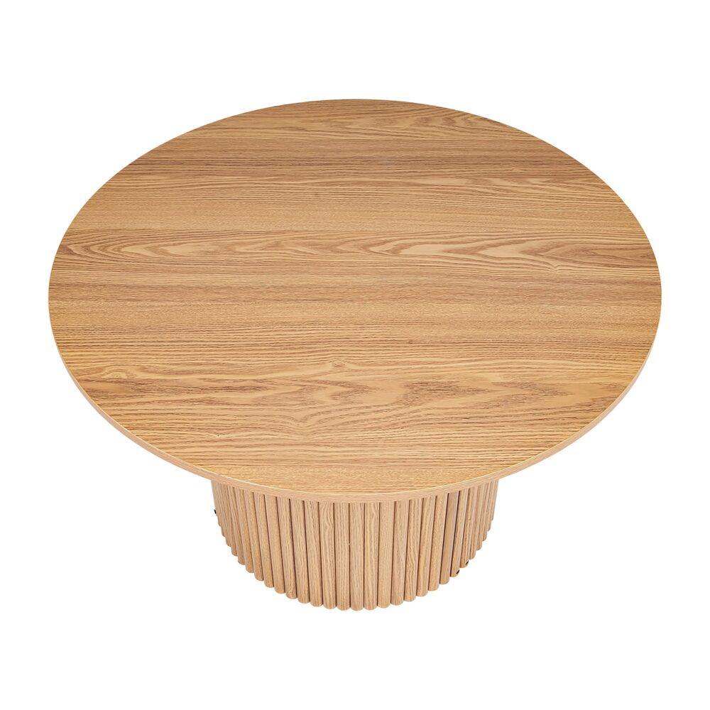 Luxe Ribbed Round Coffee Table Wooden - TRENDZ