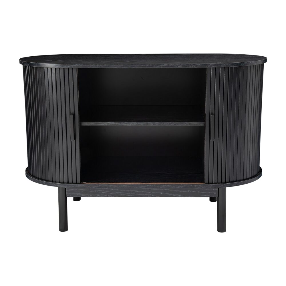 Mid-Century Black Ribbed Sideboard Cabinet - TRENDZ