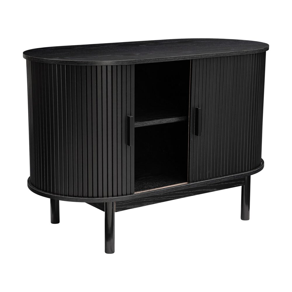 Mid-Century Black Ribbed Sideboard Cabinet - TRENDZ