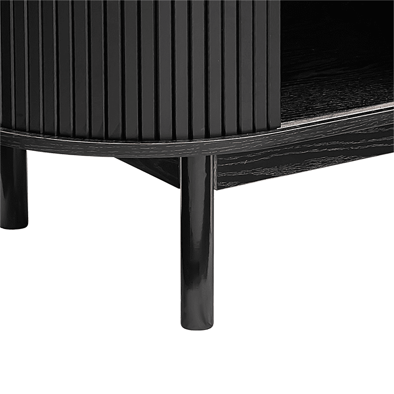 Mid-Century Black Ribbed Sideboard Cabinet - TRENDZ