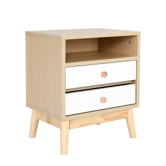 Bedside Table Side Storage Cabinet Nightstand Bedroom 2 Drawer ANYA OAK - TRENDZ