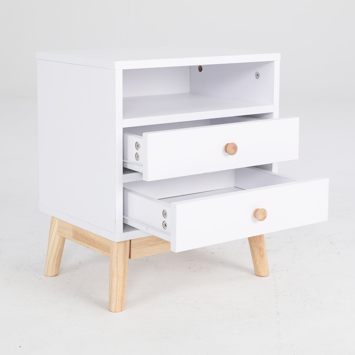 Bedside Table Side Storage Cabinet Nightstand Bedroom 2 Drawer ANYA - WHITE - TRENDZ