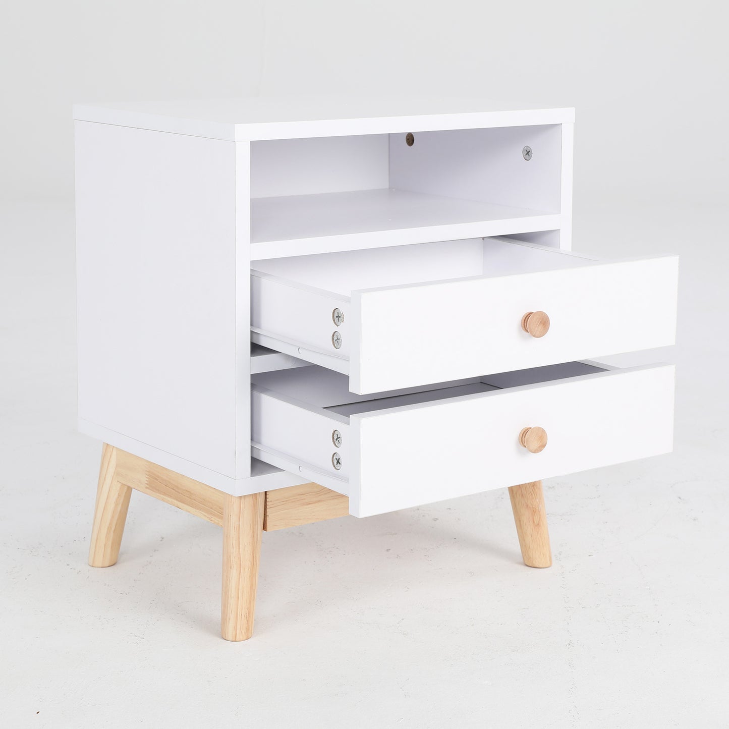 Bedside Table Side Storage Cabinet Nightstand Bedroom 2 Drawer ANYA - WHITE - TRENDZ
