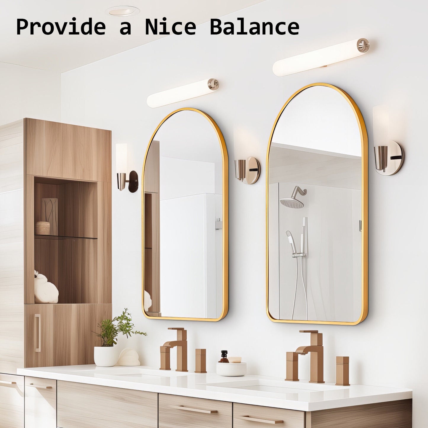 Wall Arch Mirror Arc Aluminum Frame Bathroom 50x80cm GOLD - TRENDZ