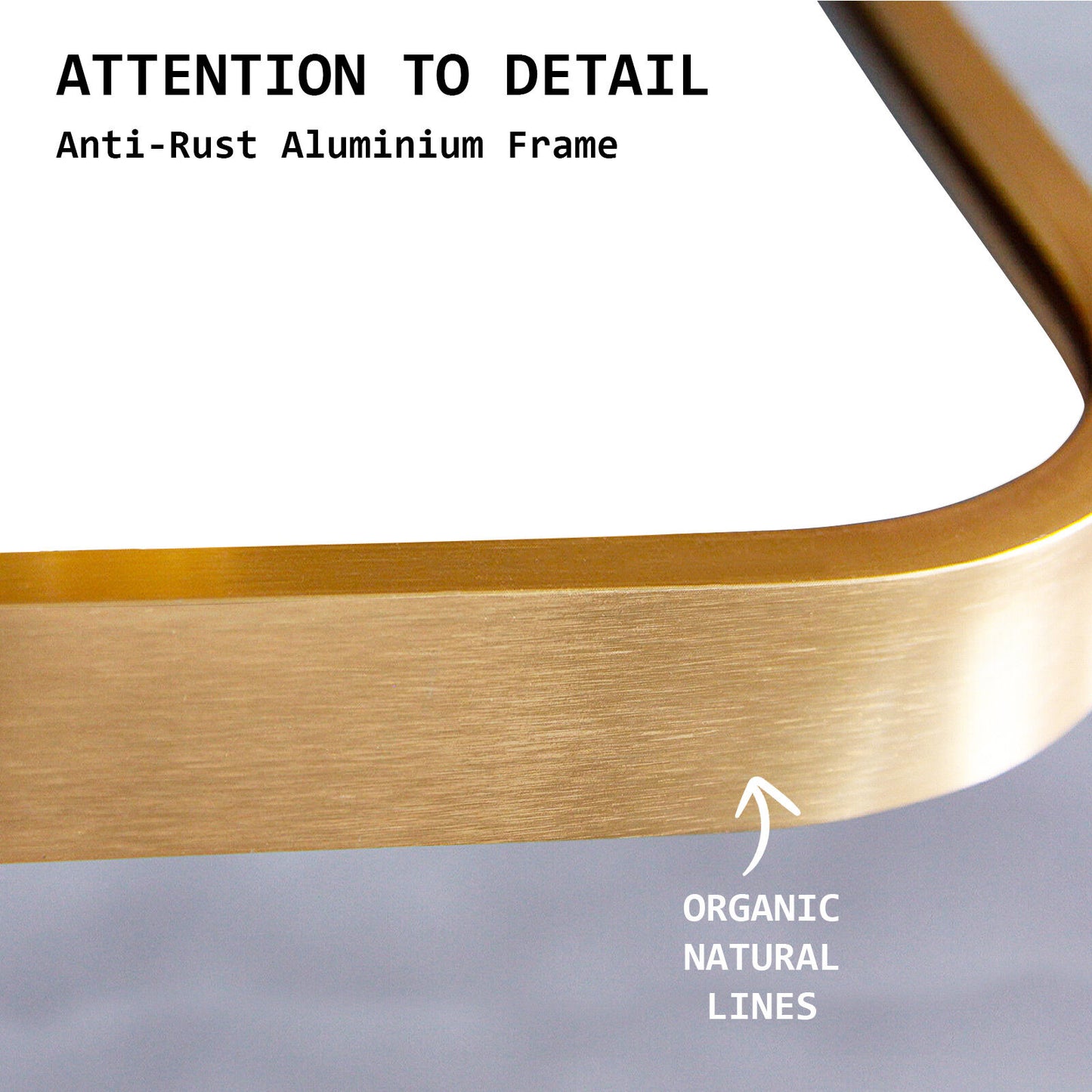 Wall Arch Mirror Arc Aluminum Frame Bathroom 50x80cm GOLD - TRENDZ