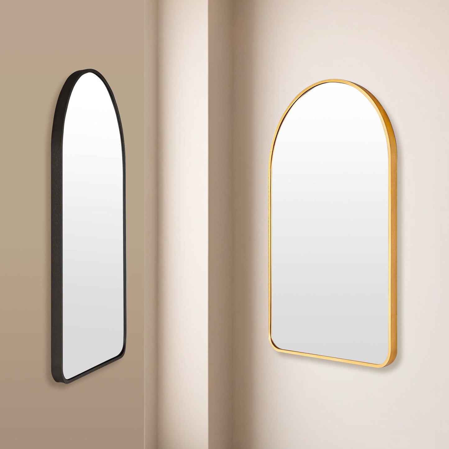 Wall Arch Mirror Arc Aluminum Frame Bathroom 50x80cm GOLD - TRENDZ