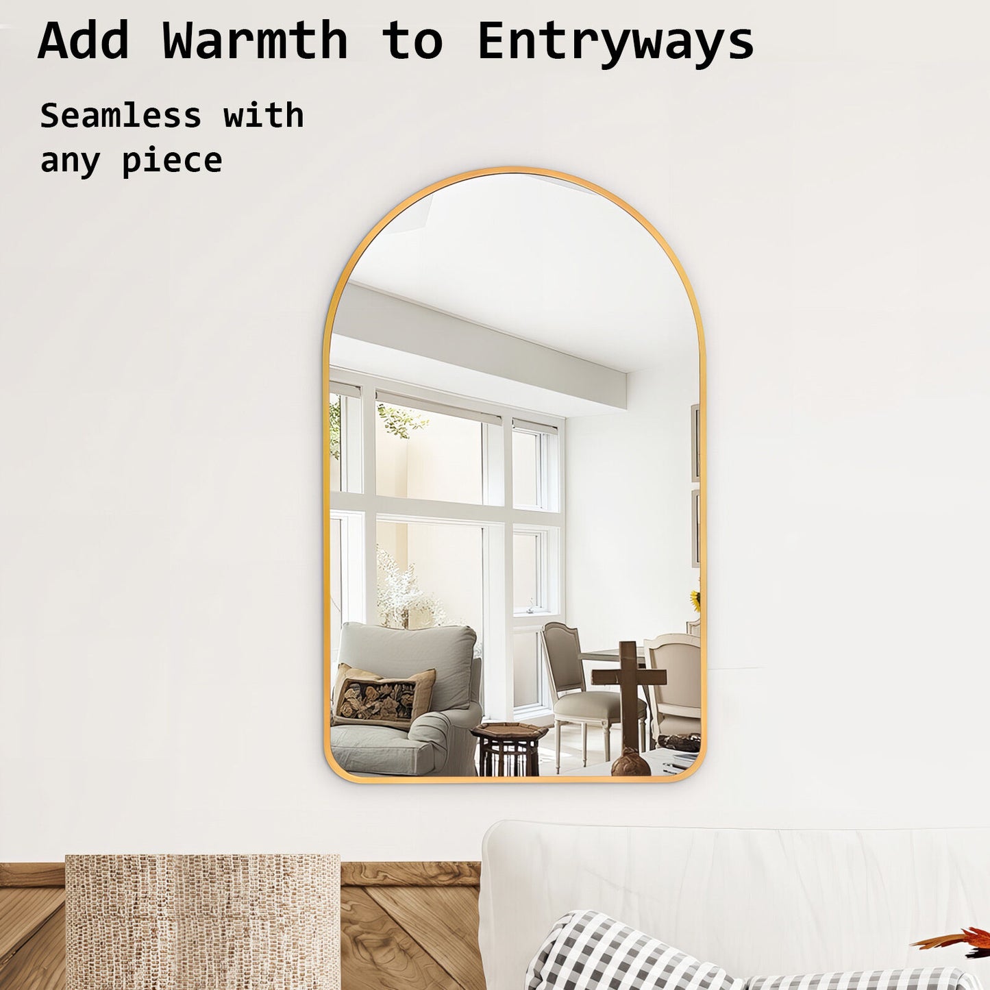 Wall Arch Mirror Arc Aluminum Frame Bathroom 50x80cm GOLD - TRENDZ
