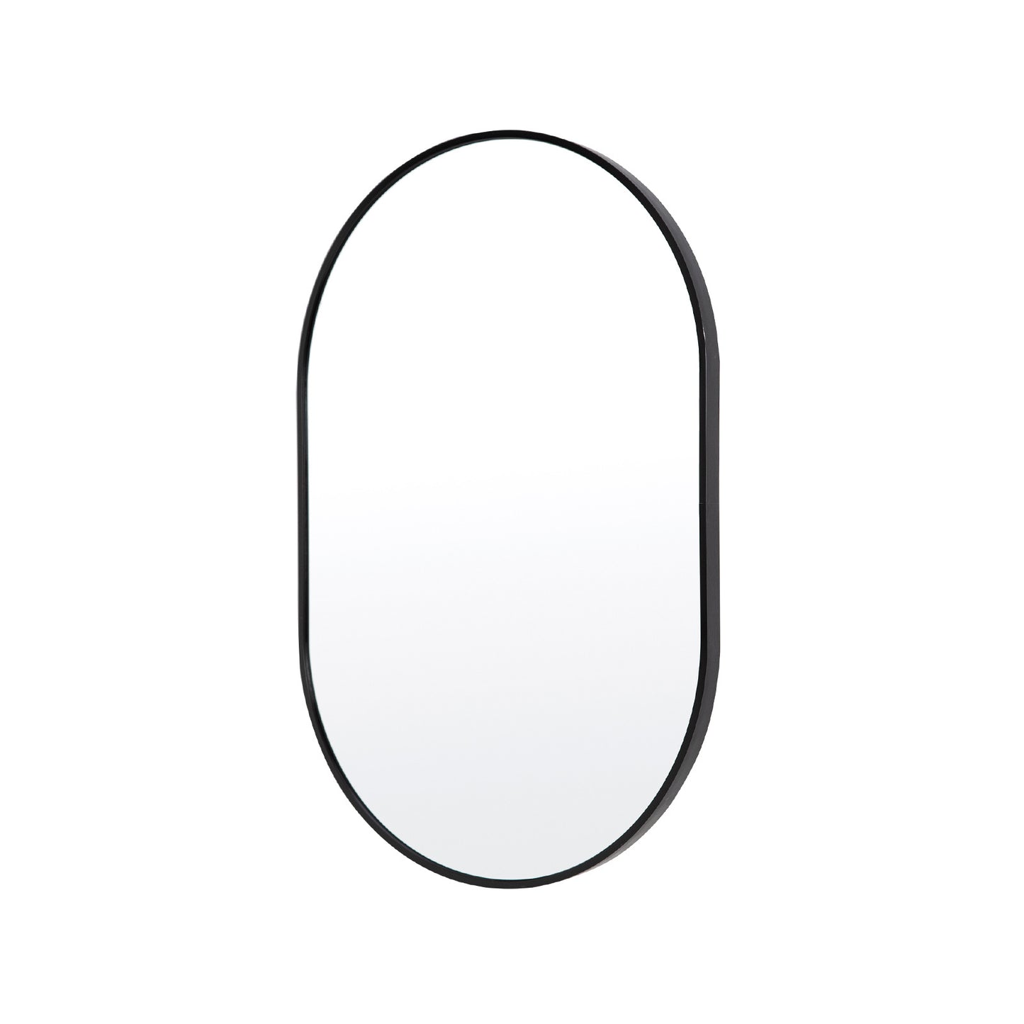 Wall Mirror Oval Aluminum Frame Bathroom 50x75cm BLACK - TRENDZ