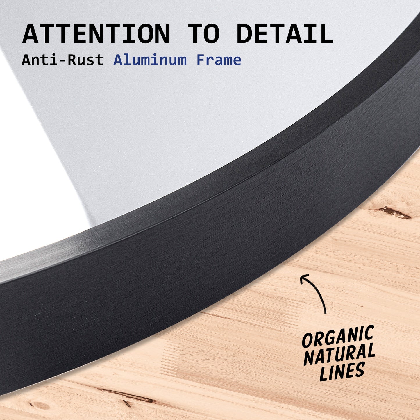 Wall Mirror Oval Aluminum Frame Bathroom 50x75cm BLACK - TRENDZ