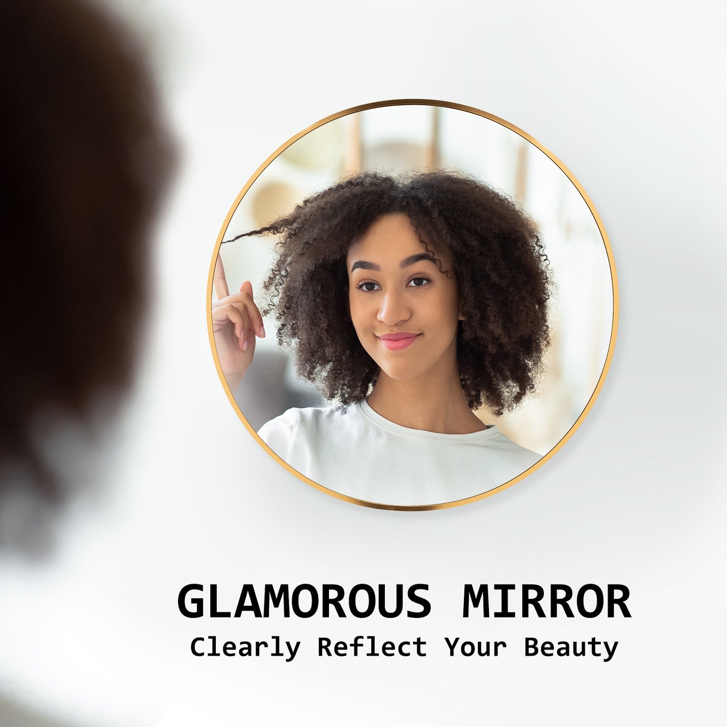 Wall Mirror Round Aluminum Frame Bathroom 50cm GOLD - TRENDZ