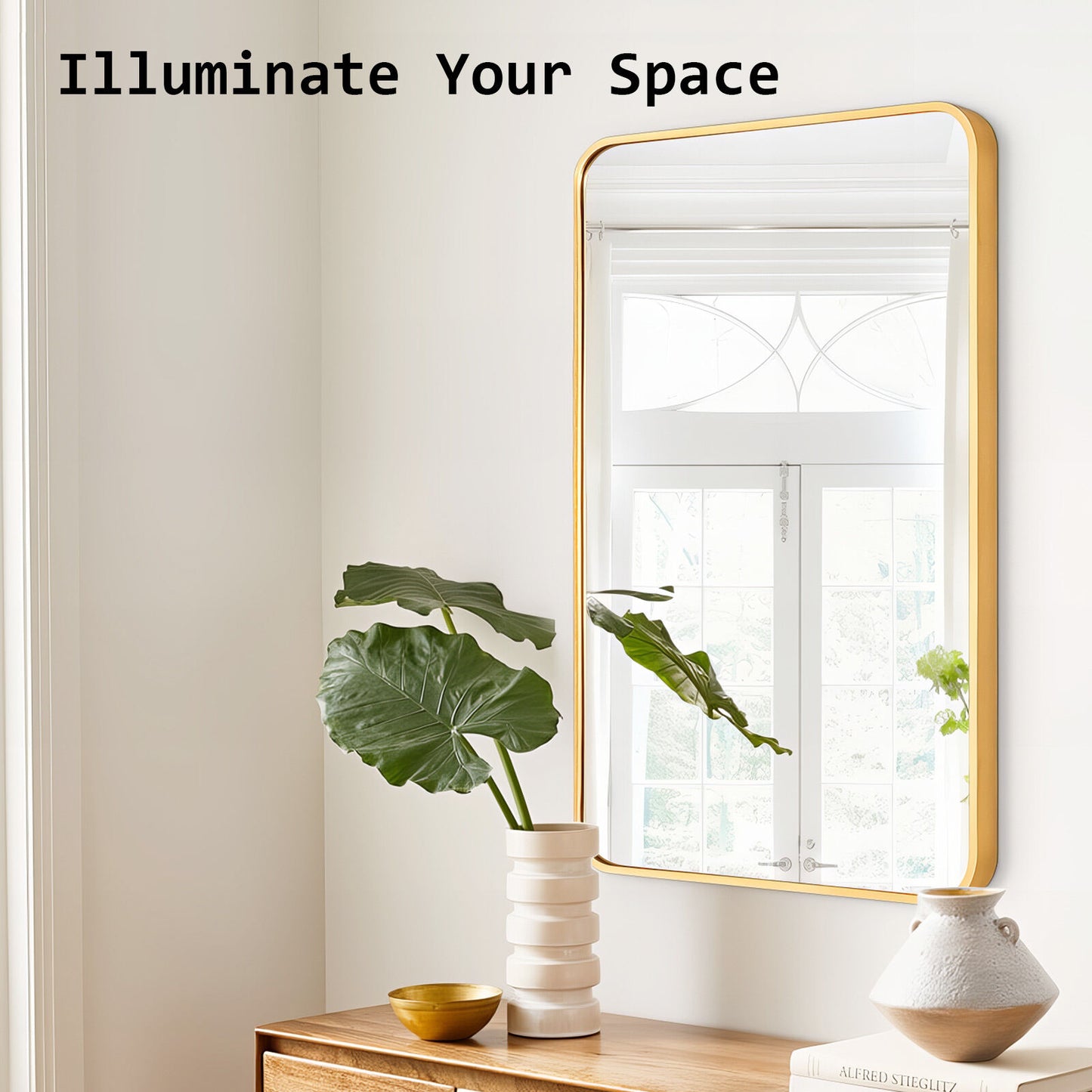 Wall Mirror Rectangular Aluminum Frame Bathroom 60x80cm GOLD - TRENDZ