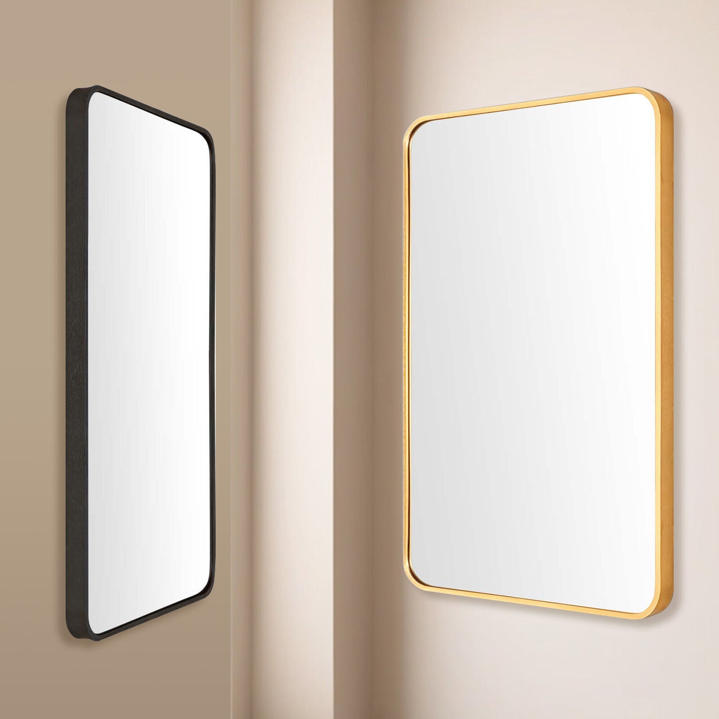 Wall Mirror Rectangular Aluminum Frame Bathroom 60x80cm GOLD - TRENDZ