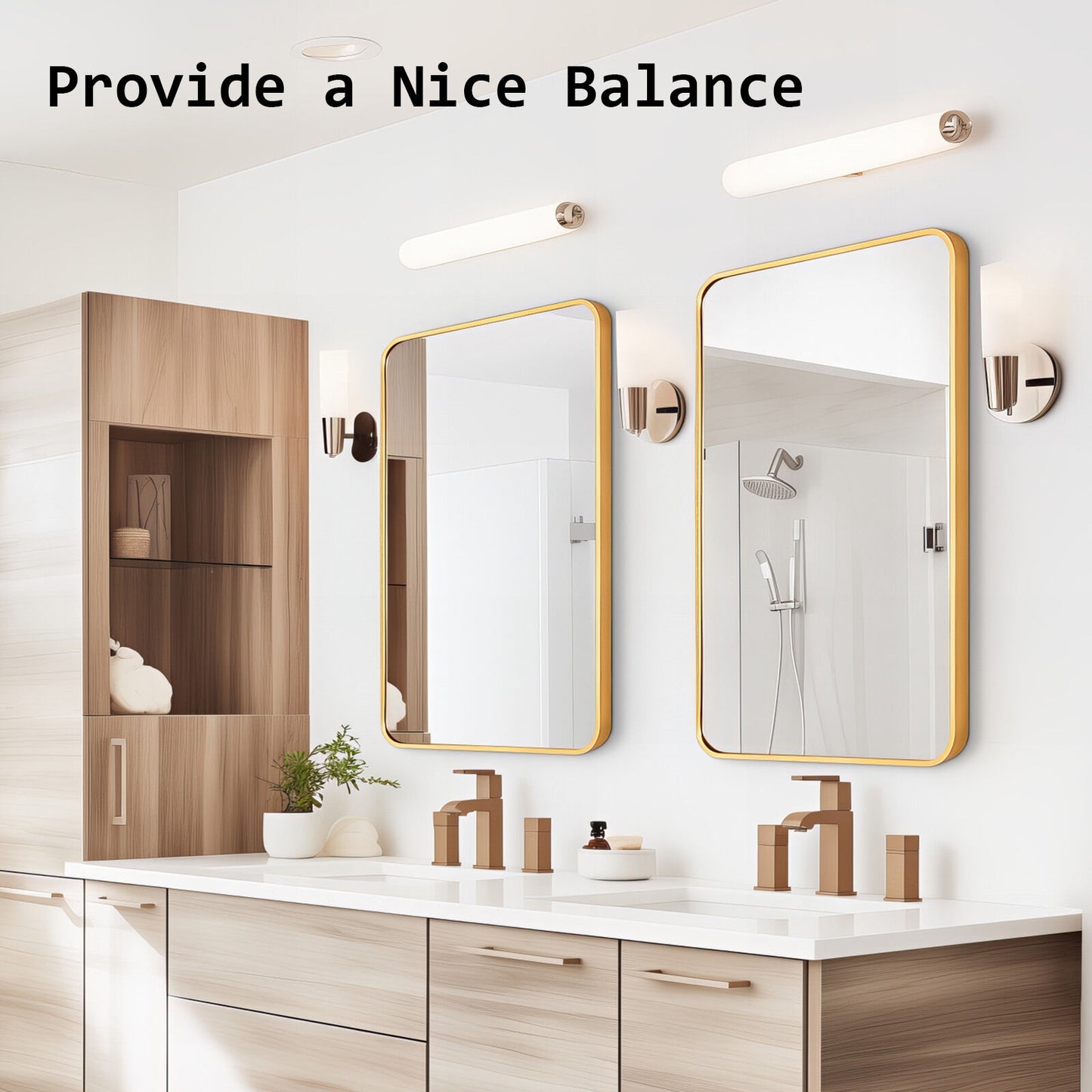 Wall Mirror Rectangular Aluminum Frame Bathroom 60x80cm GOLD - TRENDZ