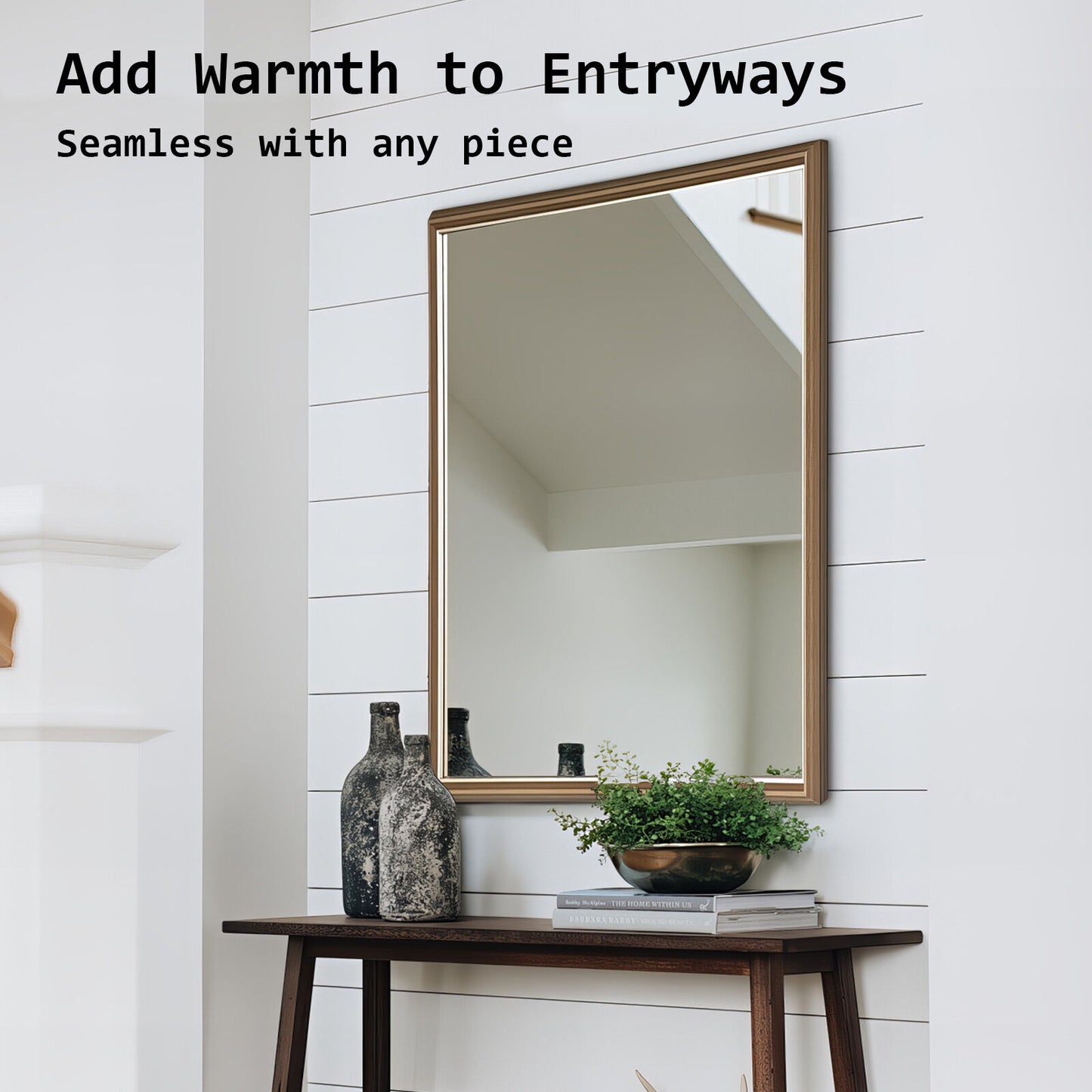 Wall Mirror Rectangular Frame Bathroom 70x90cm Antique Brown - TRENDZ