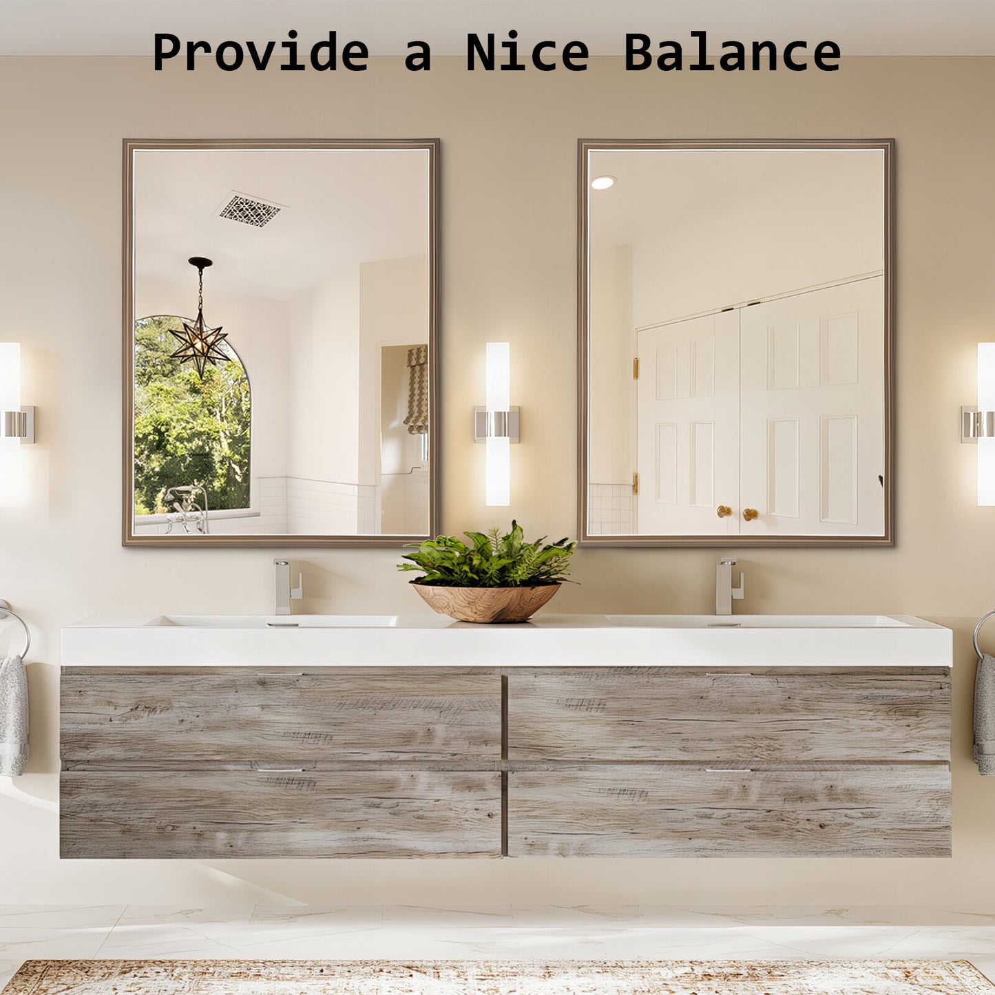 Wall Mirror Rectangular Frame Bathroom 70x90cm Antique Brown - TRENDZ