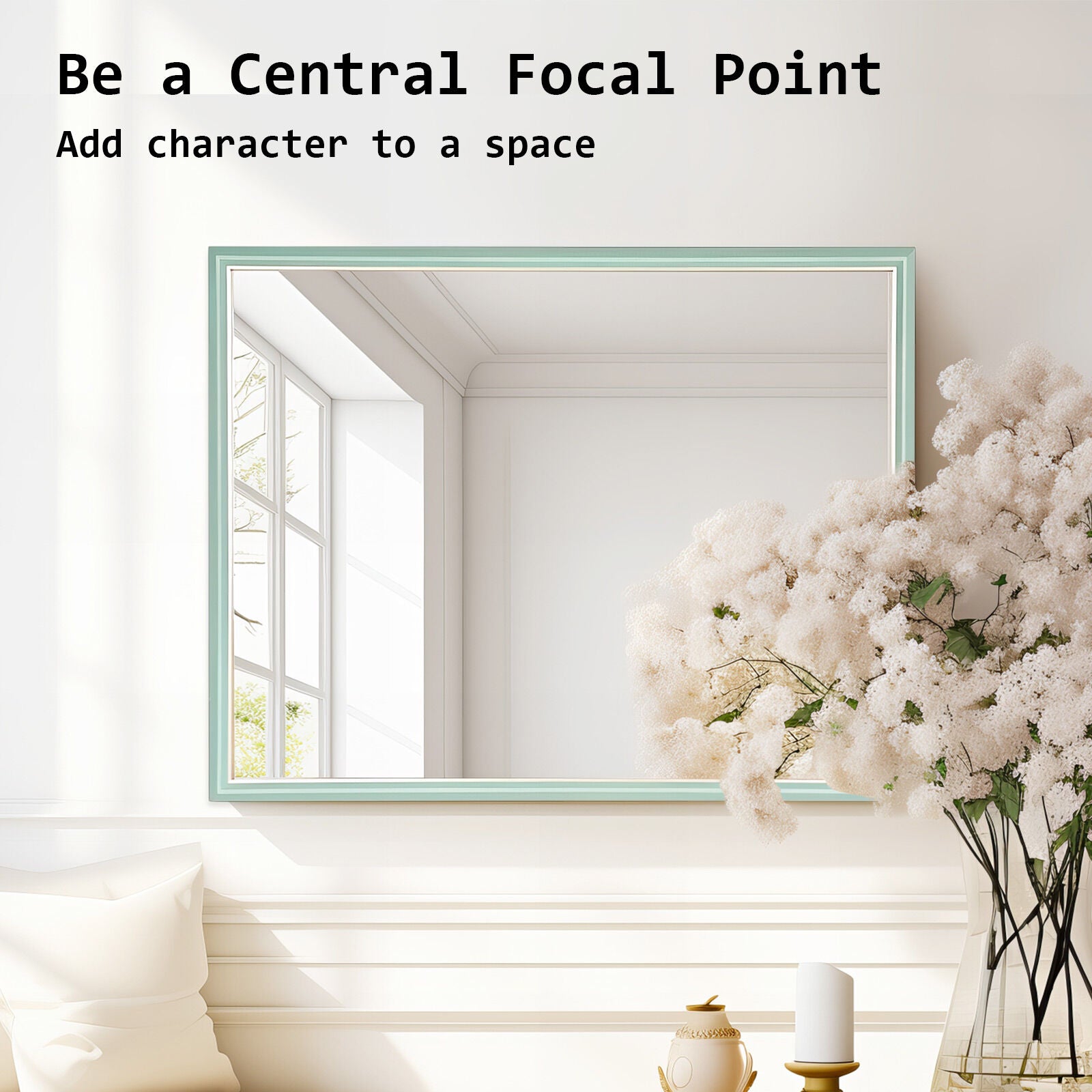 Wall Mirror Rectangular Frame Bathroom 70x90cm Turquoise - TRENDZ