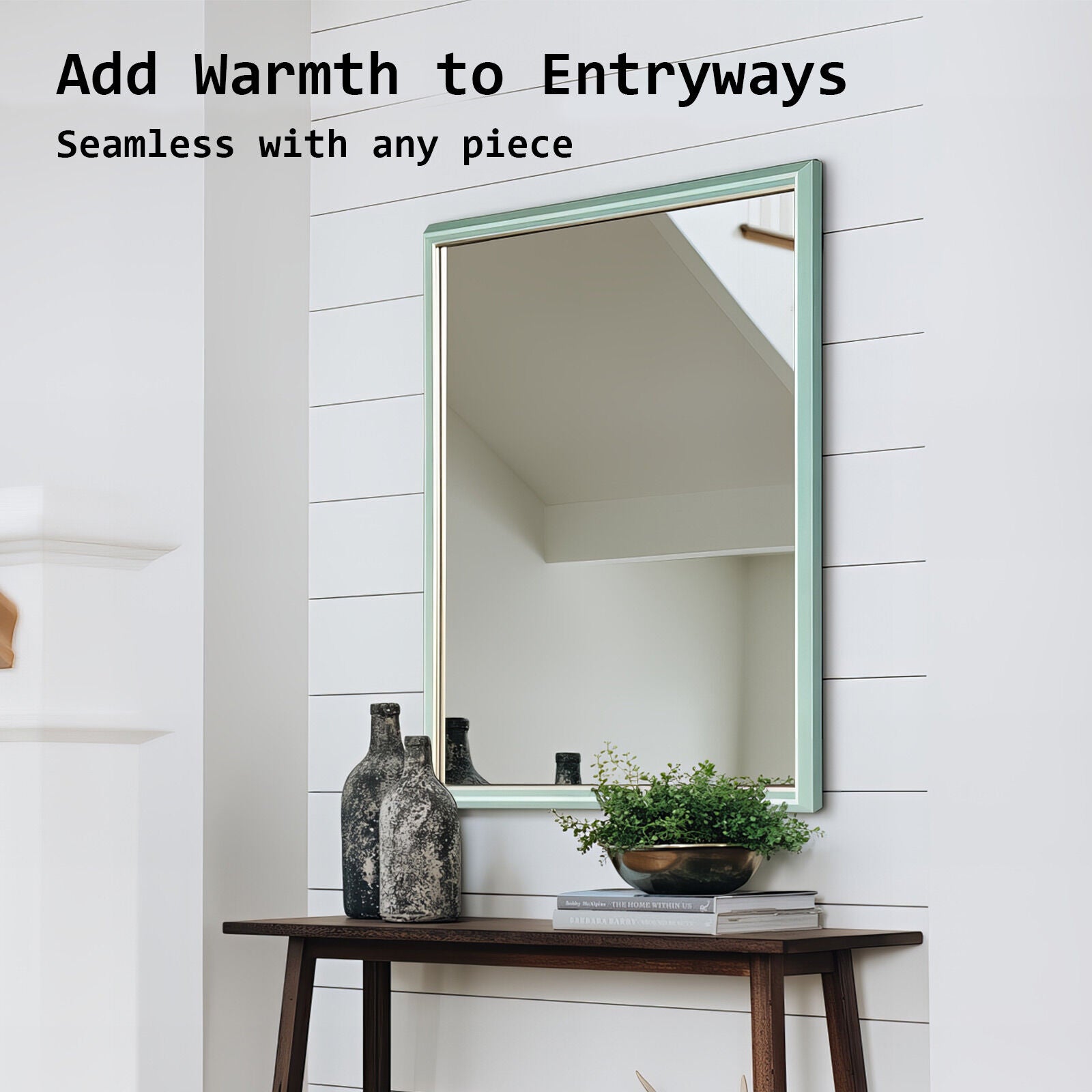 Wall Mirror Rectangular Frame Bathroom 70x90cm Turquoise - TRENDZ