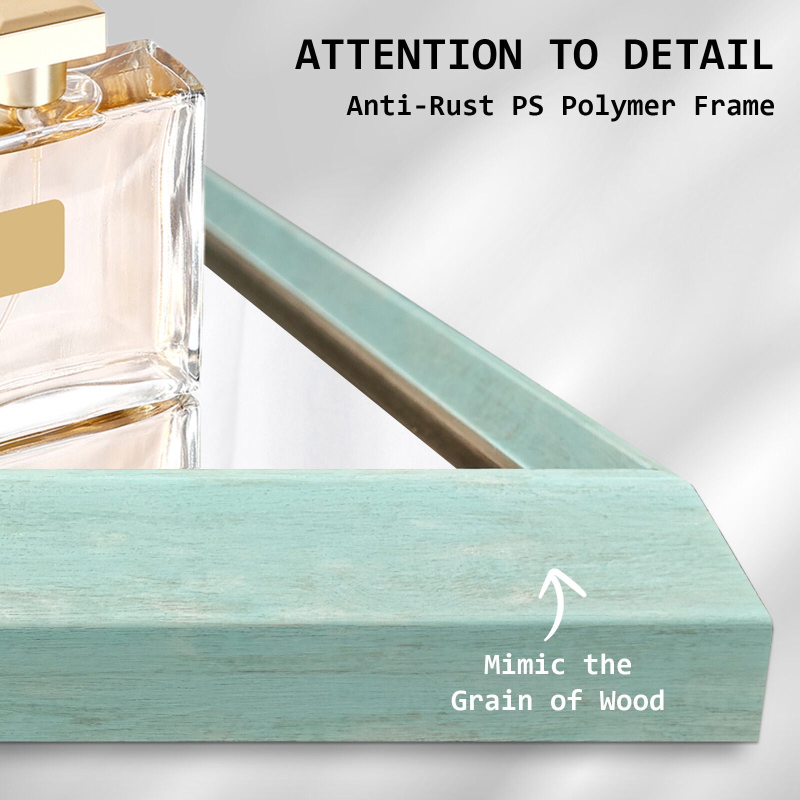 Wall Mirror Rectangular Frame Bathroom 70x90cm Turquoise - TRENDZ