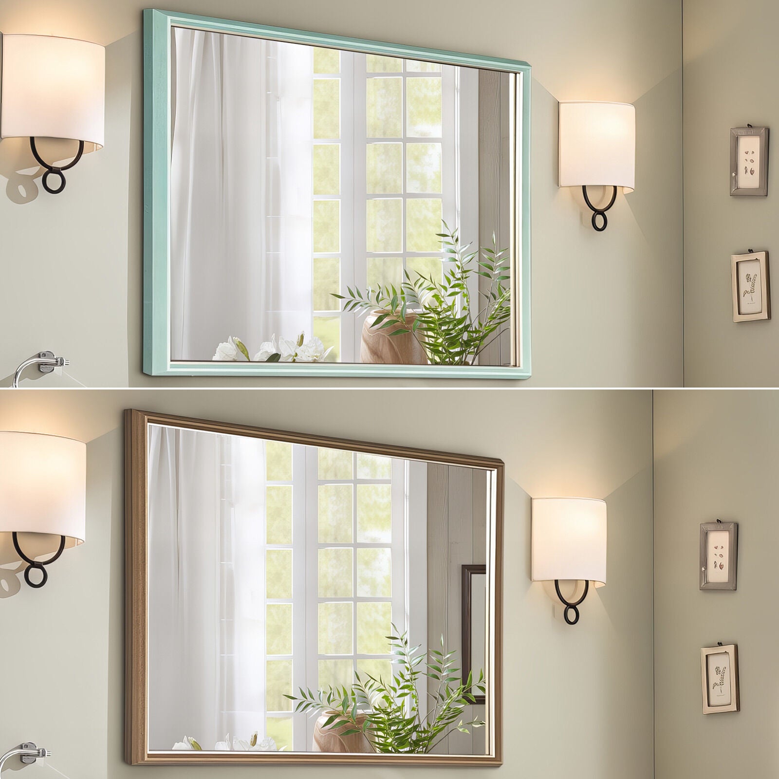 Wall Mirror Rectangular Frame Bathroom 70x90cm Turquoise - TRENDZ