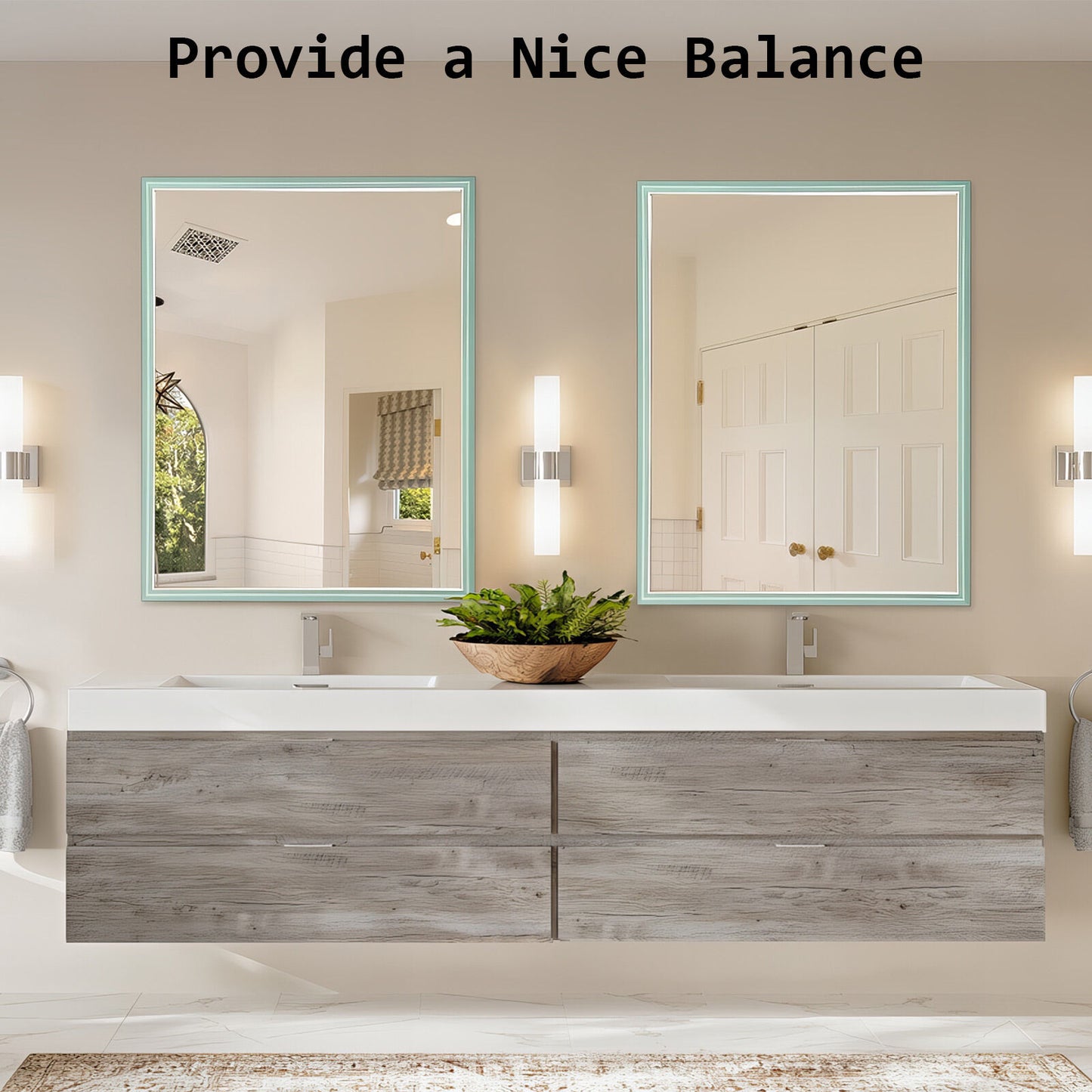 Wall Mirror Rectangular Frame Bathroom 70x90cm Turquoise - TRENDZ