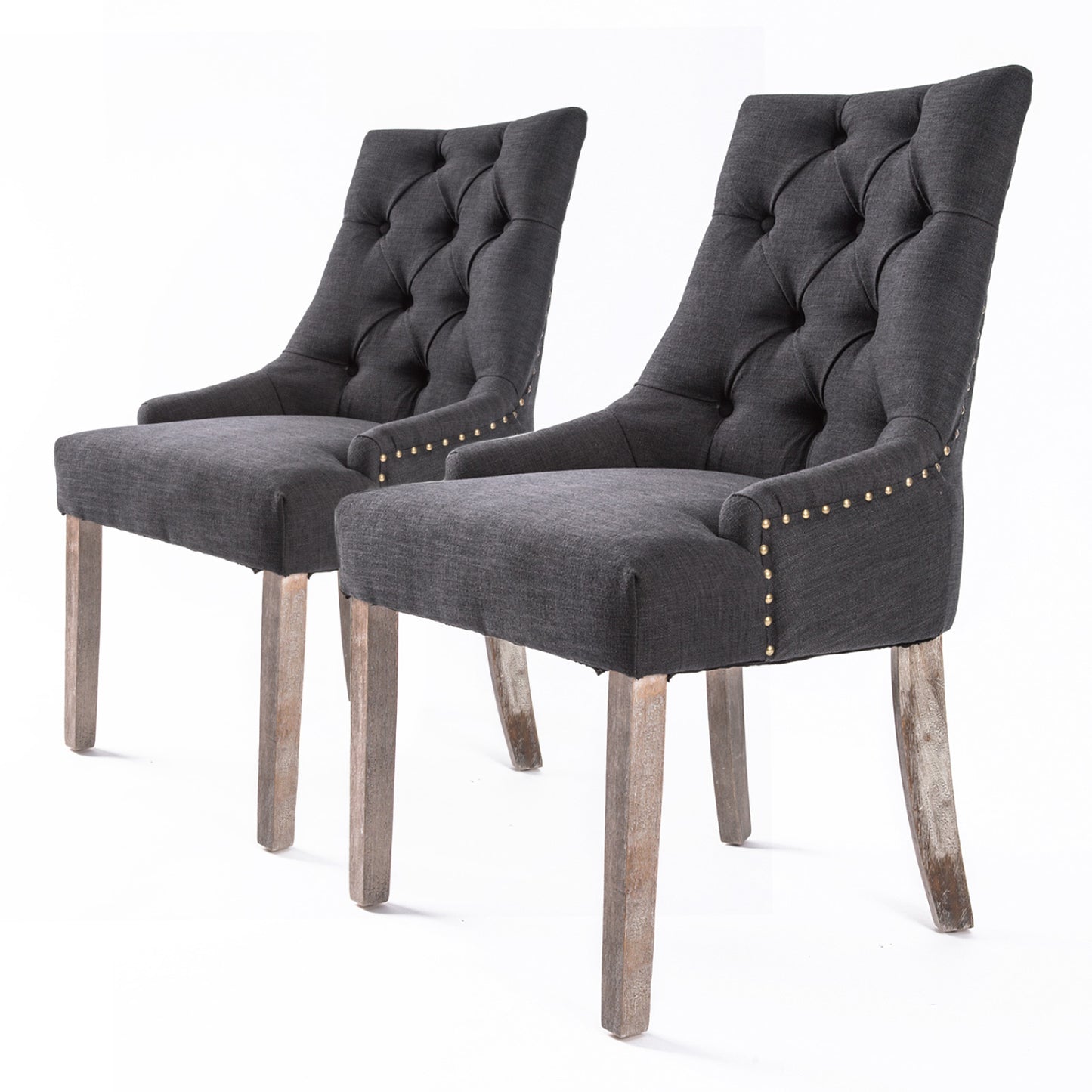 2X French Provincial Dining Chair Oak Leg AMOUR BLACK - TRENDZ