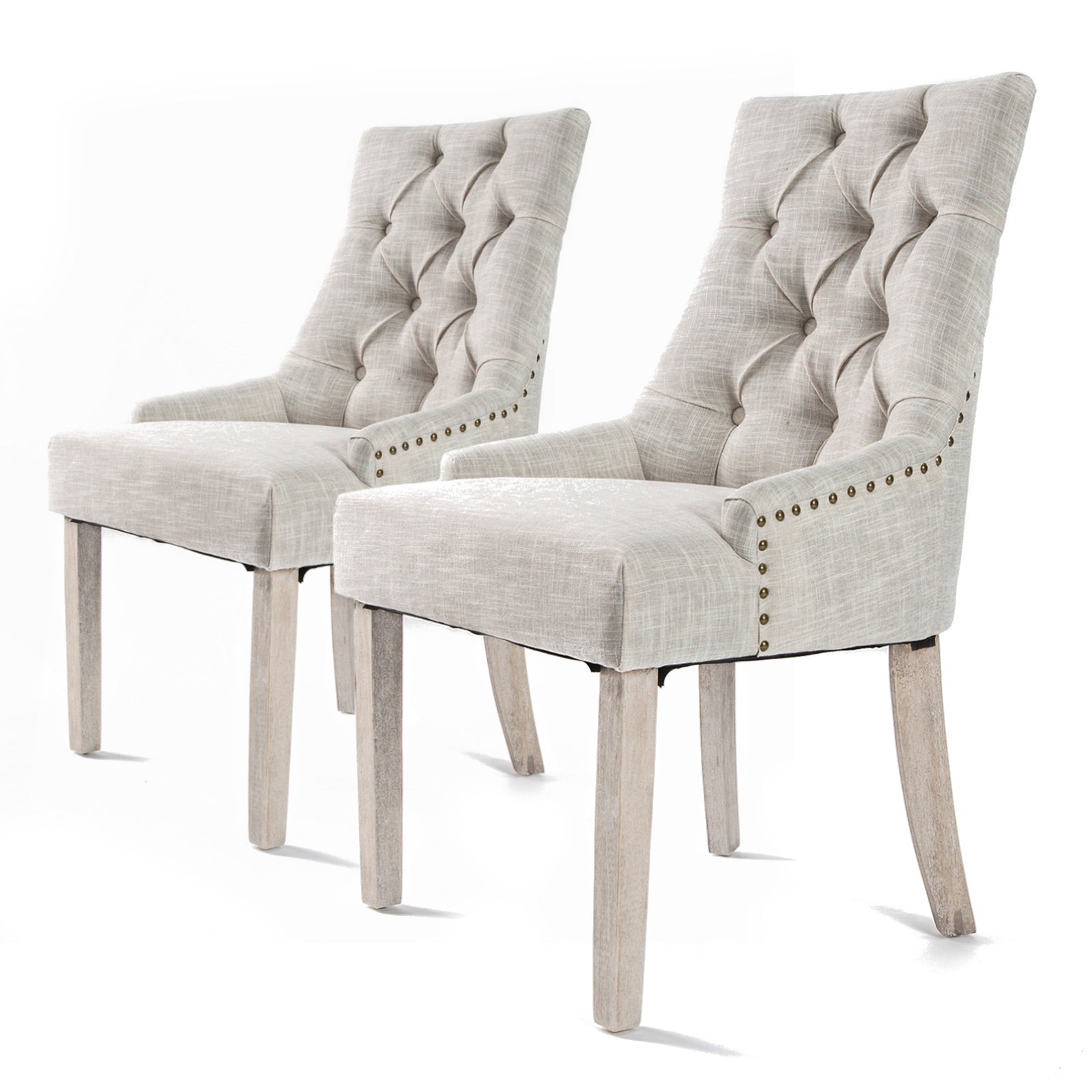 2X French Provincial Dining Chair Oak Leg AMOUR CREAM - TRENDZ
