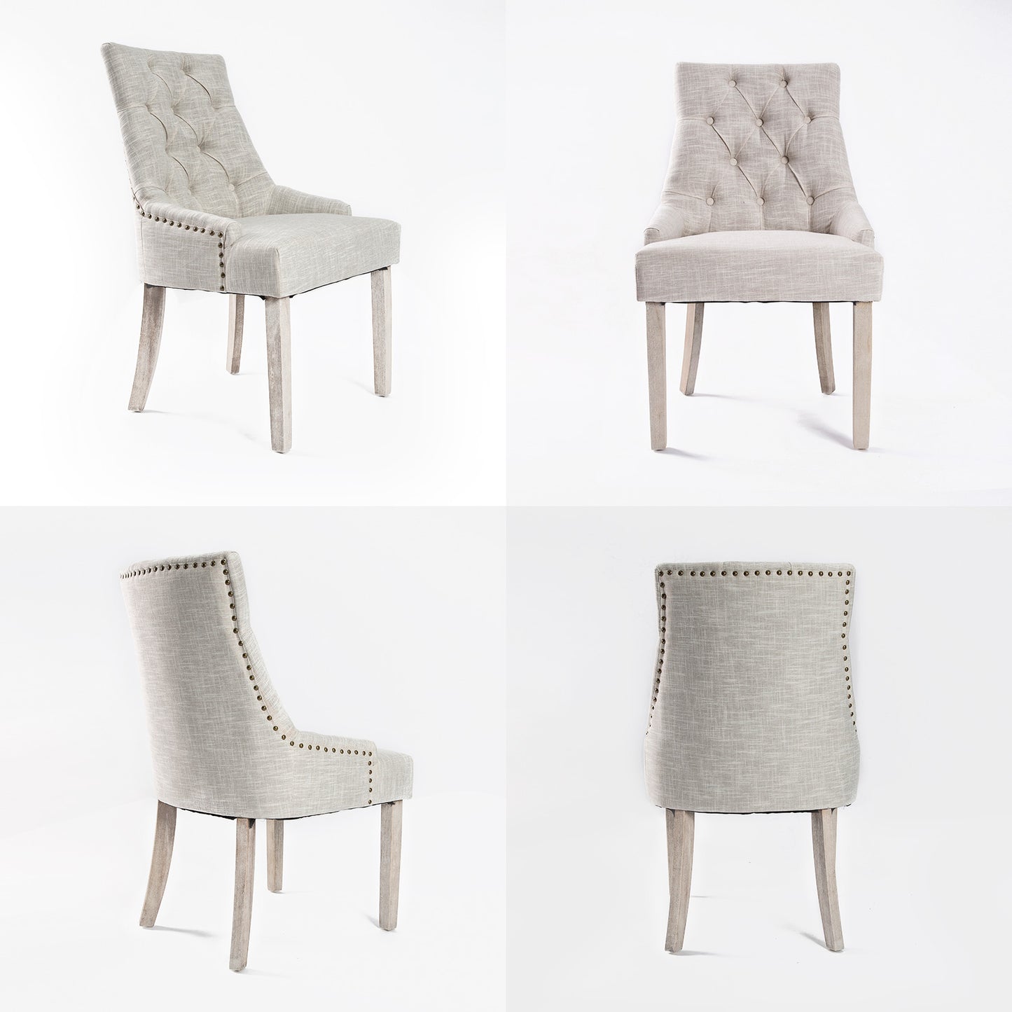 2X French Provincial Dining Chair Oak Leg AMOUR CREAM - TRENDZ