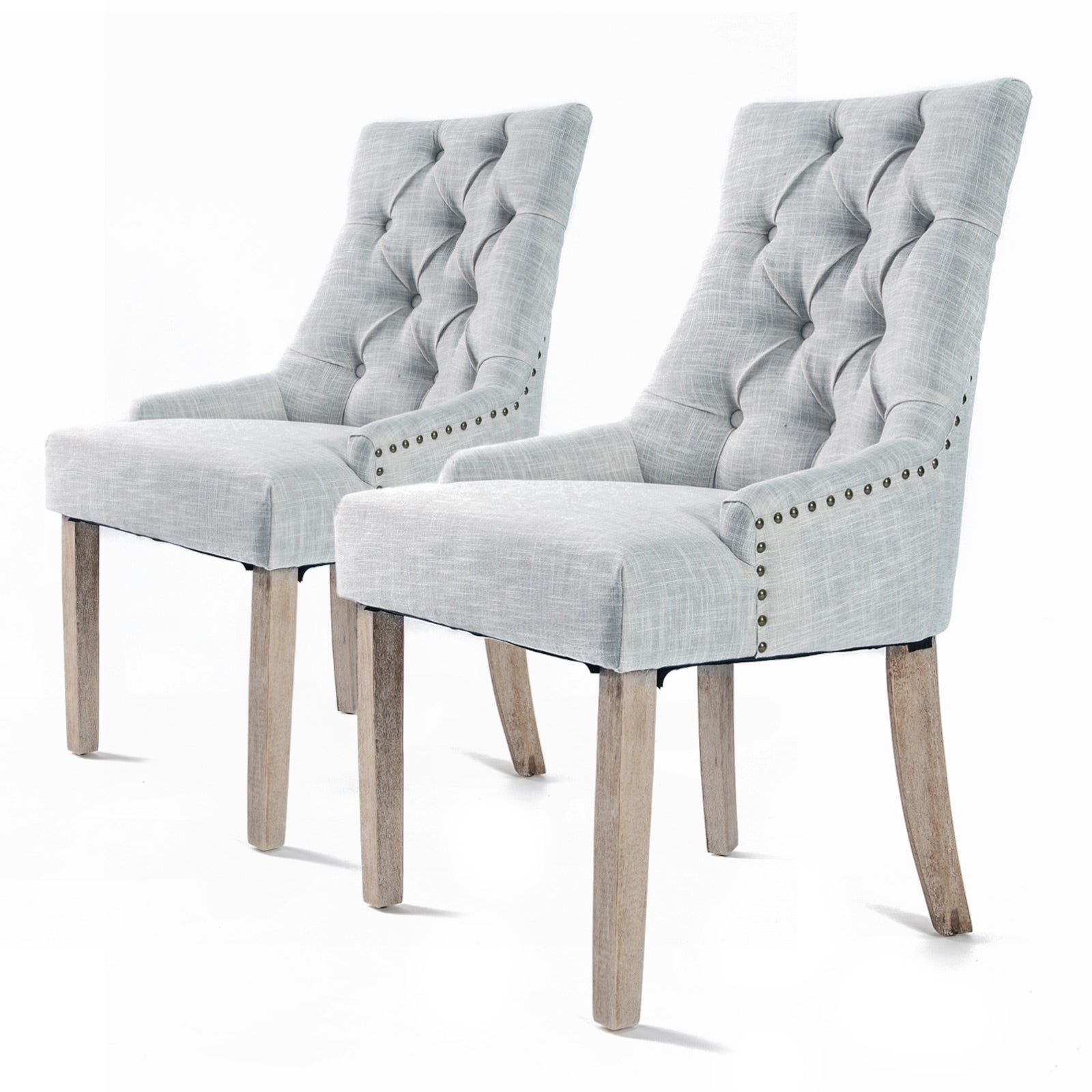 2X French Provincial Dining Chair Oak Leg AMOUR GREY - TRENDZ