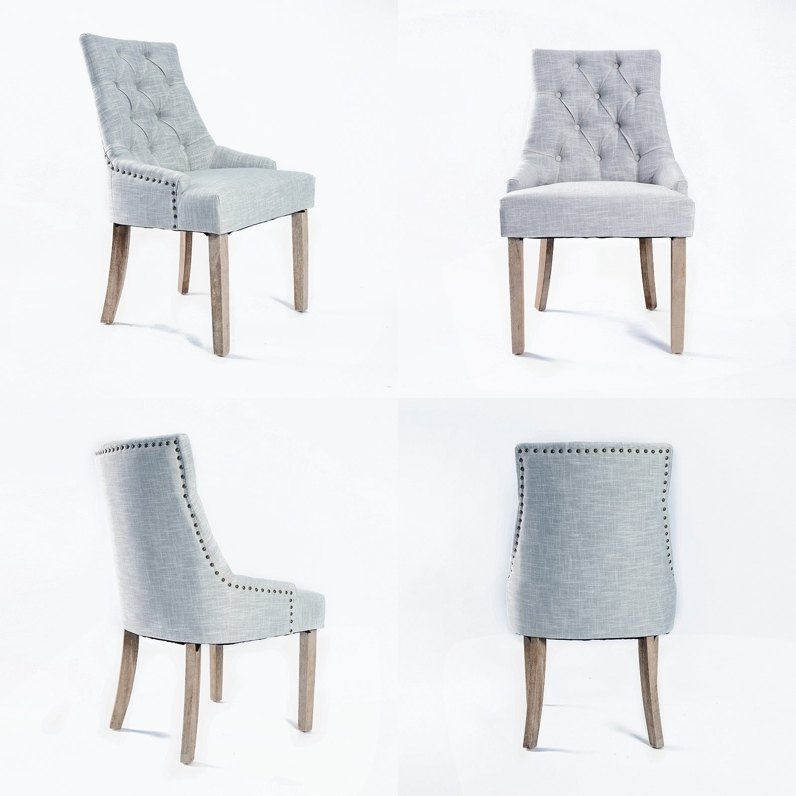 2X French Provincial Dining Chair Oak Leg AMOUR GREY - TRENDZ