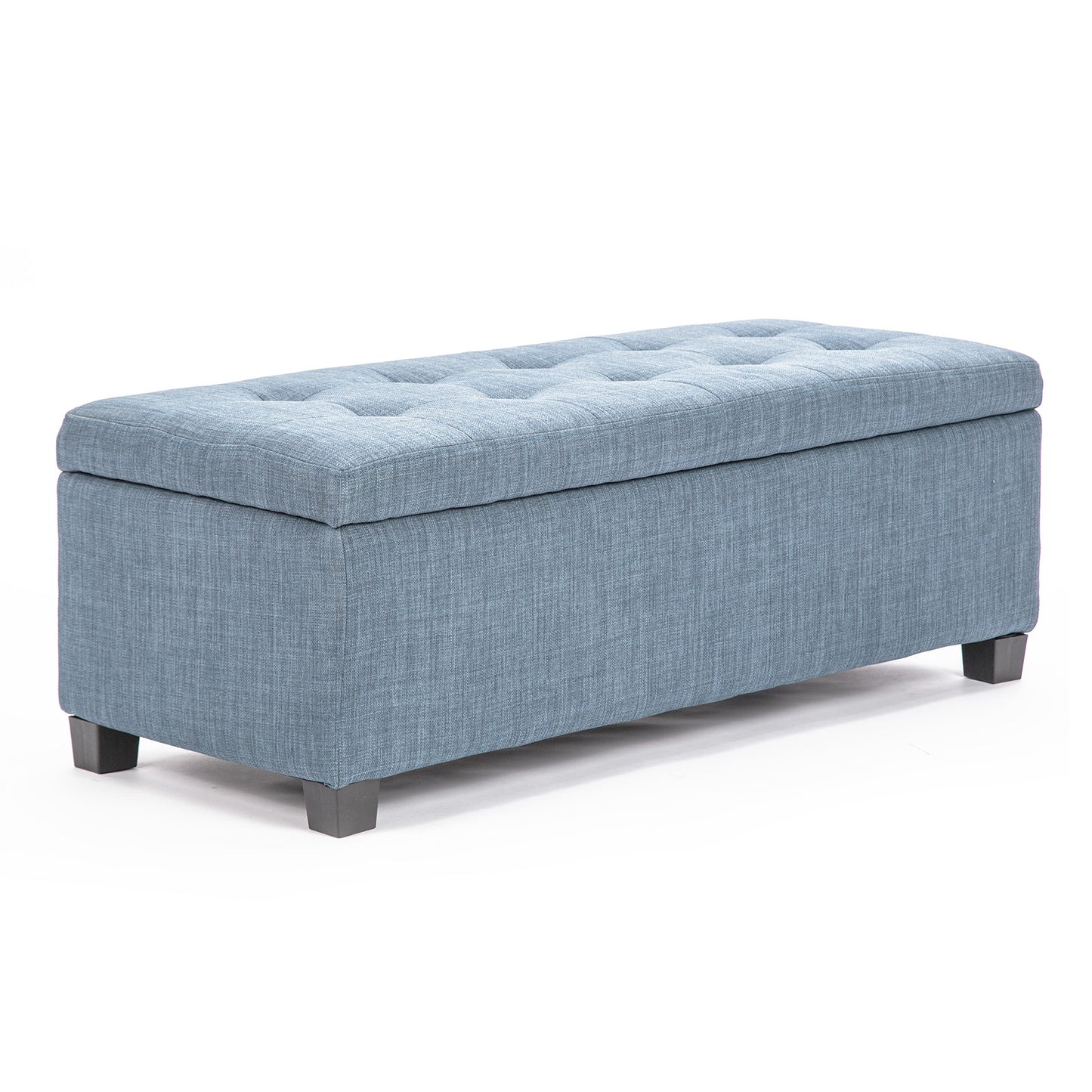 Storage Ottoman Stool 102cm Fabric LIGHT GREY BLUE - TRENDZ