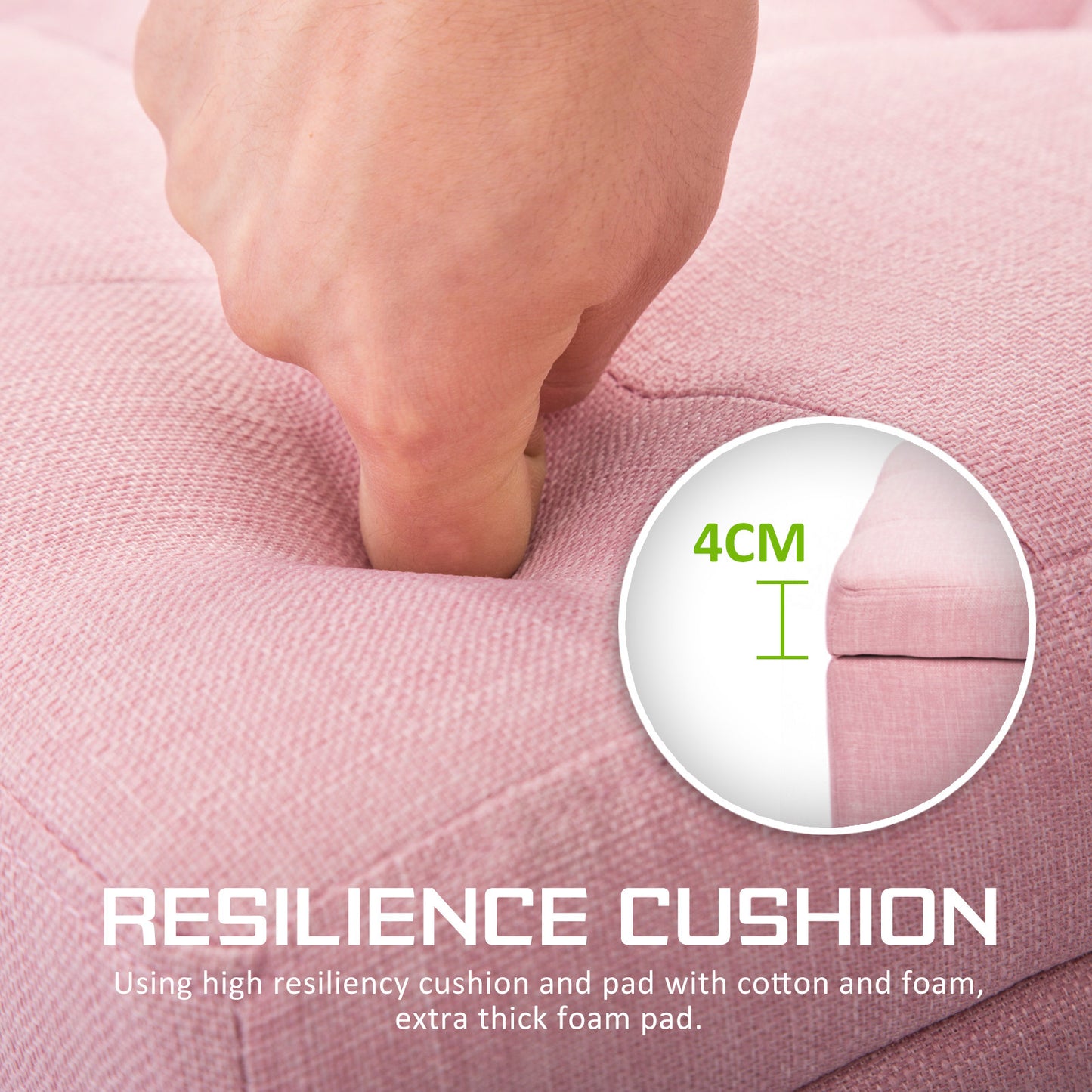 Storage Ottoman Stool 102cm Fabric PINK - TRENDZ