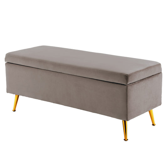 Storage Ottoman Stool Bench Seat 110cm Velvet GREY - TRENDZ