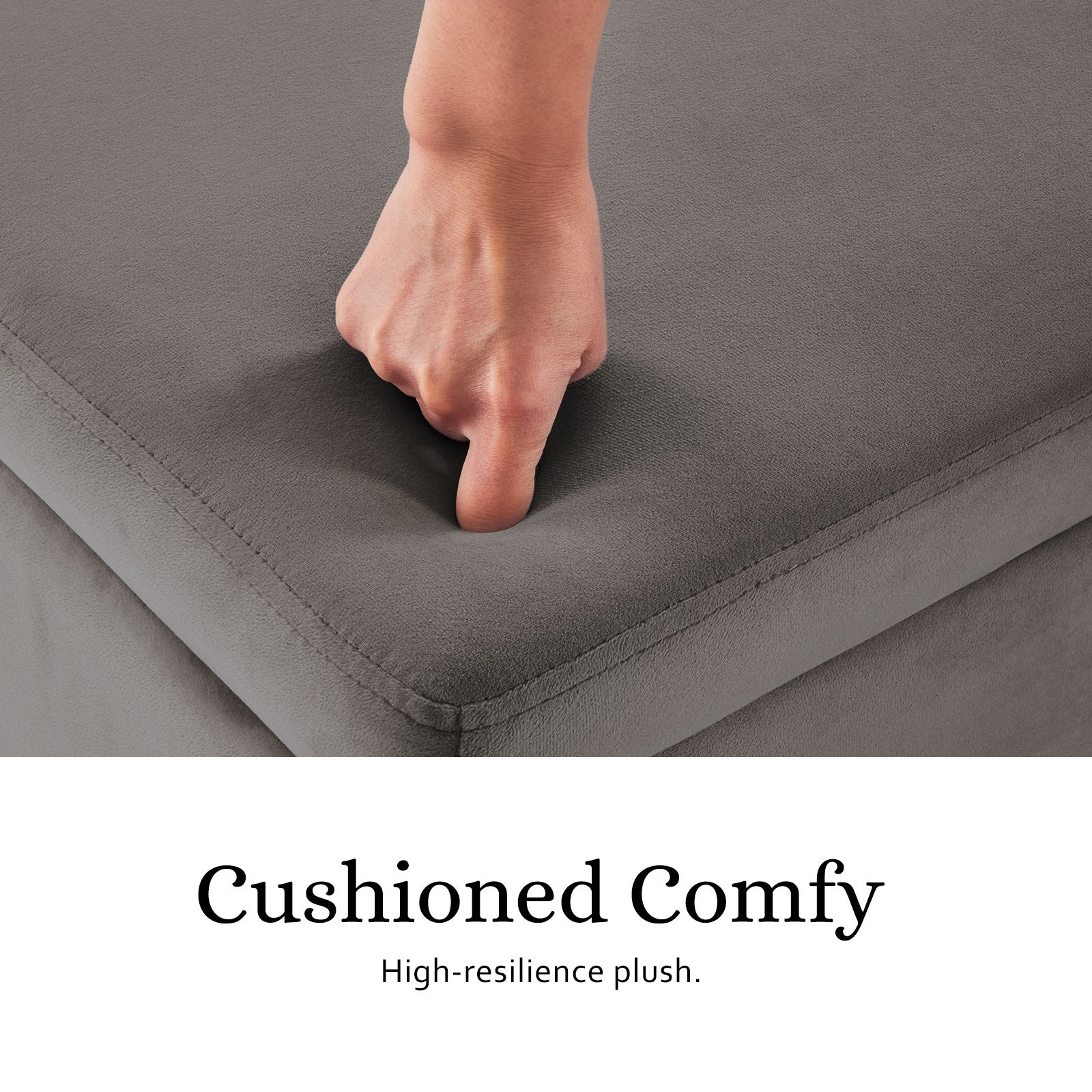 Storage Ottoman Stool Bench Seat 110cm Velvet GREY - TRENDZ