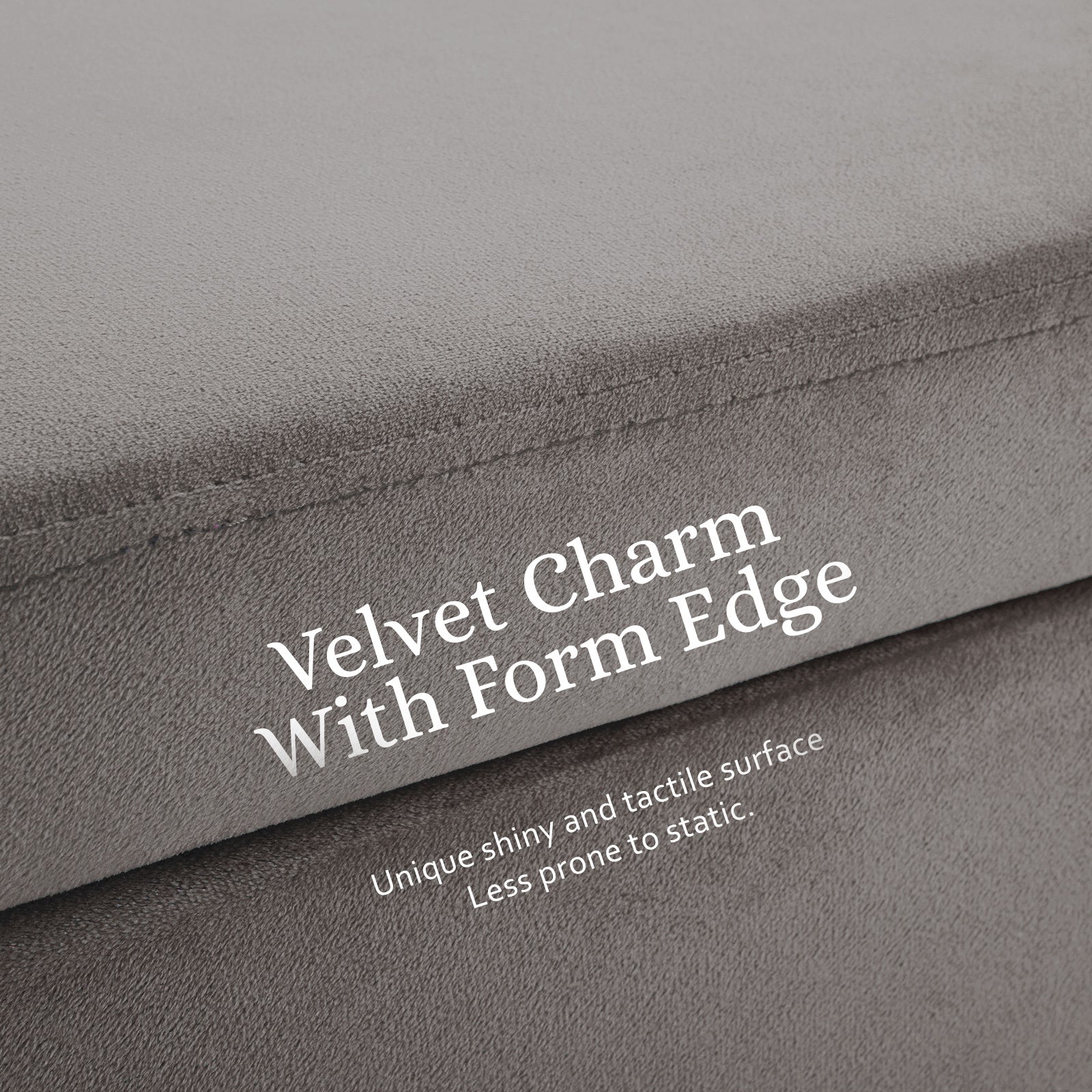 Storage Ottoman Stool Bench Seat 110cm Velvet GREY - TRENDZ