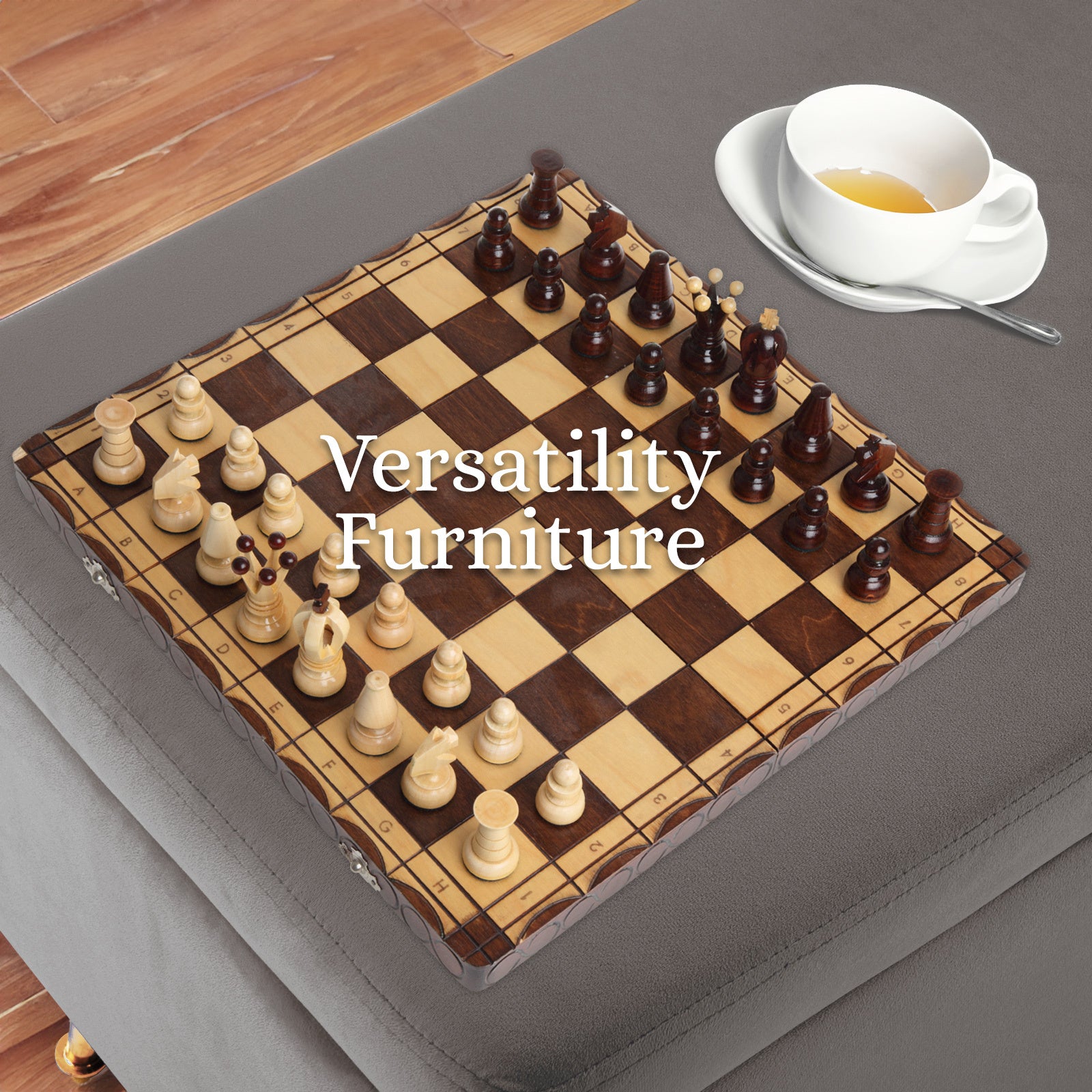 Storage Ottoman Stool Bench Seat 110cm Velvet GREY - TRENDZ